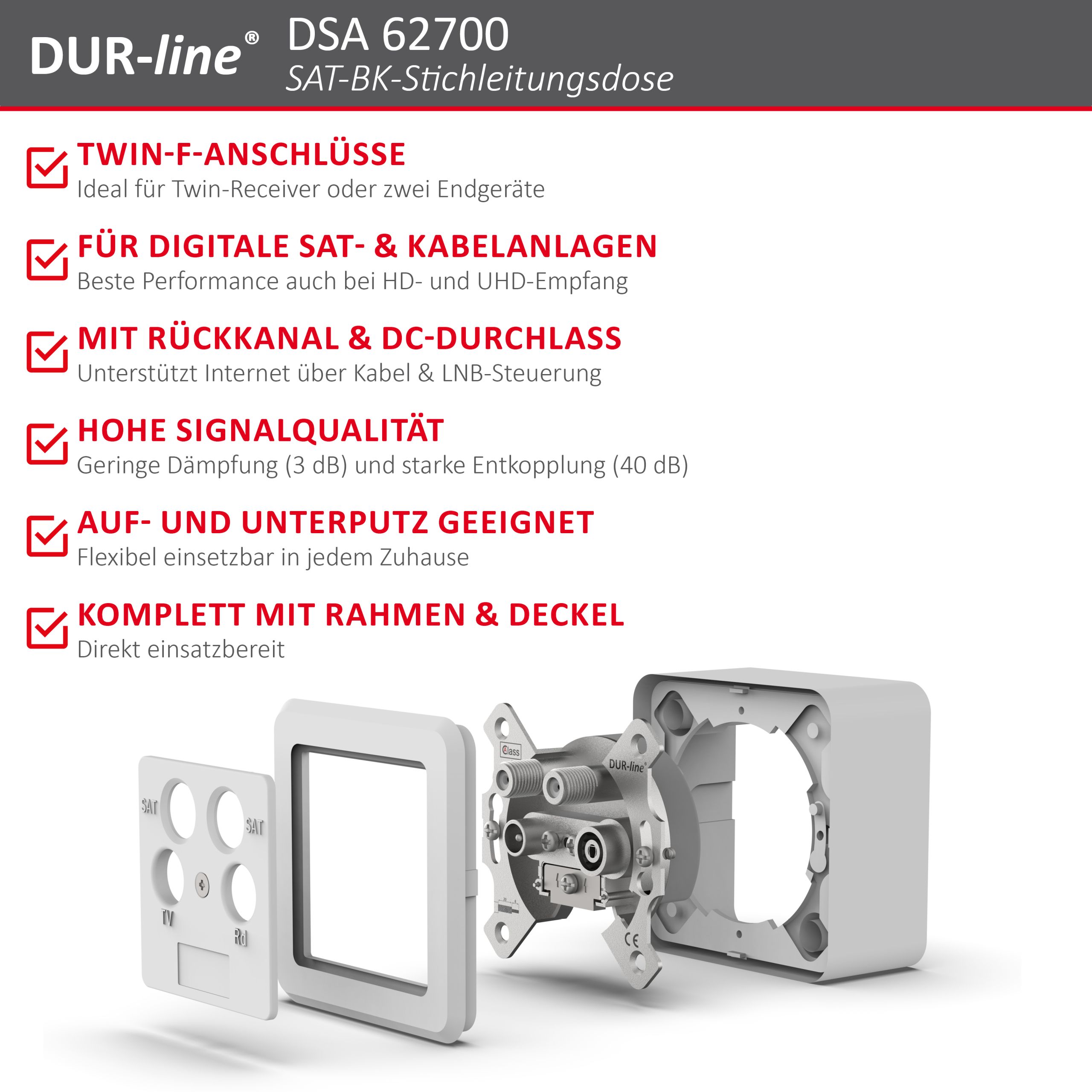 DUR-line DSA 62700 - Sat-Stichleitungsdose – Produktmerkmale im Überblick