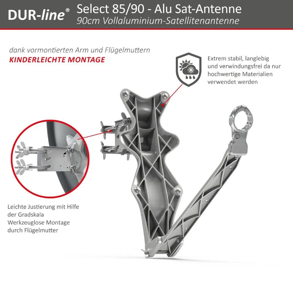 DUR-line Select 85/90 Anthrazit - Sat-Komplettanlage mit Octo LNB