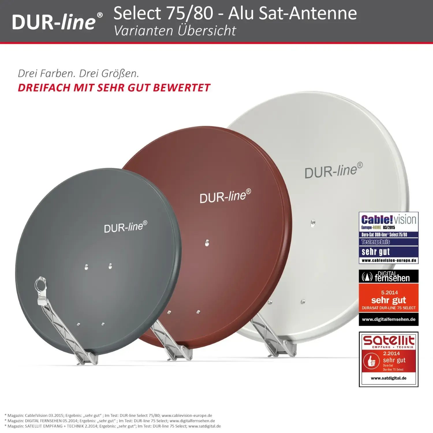 DUR-line Select 75/80 Hellgrau - Alu Sat-Reflektor DUR-line Select 75/80 Hellgrau - Alu Sat-Reflektor