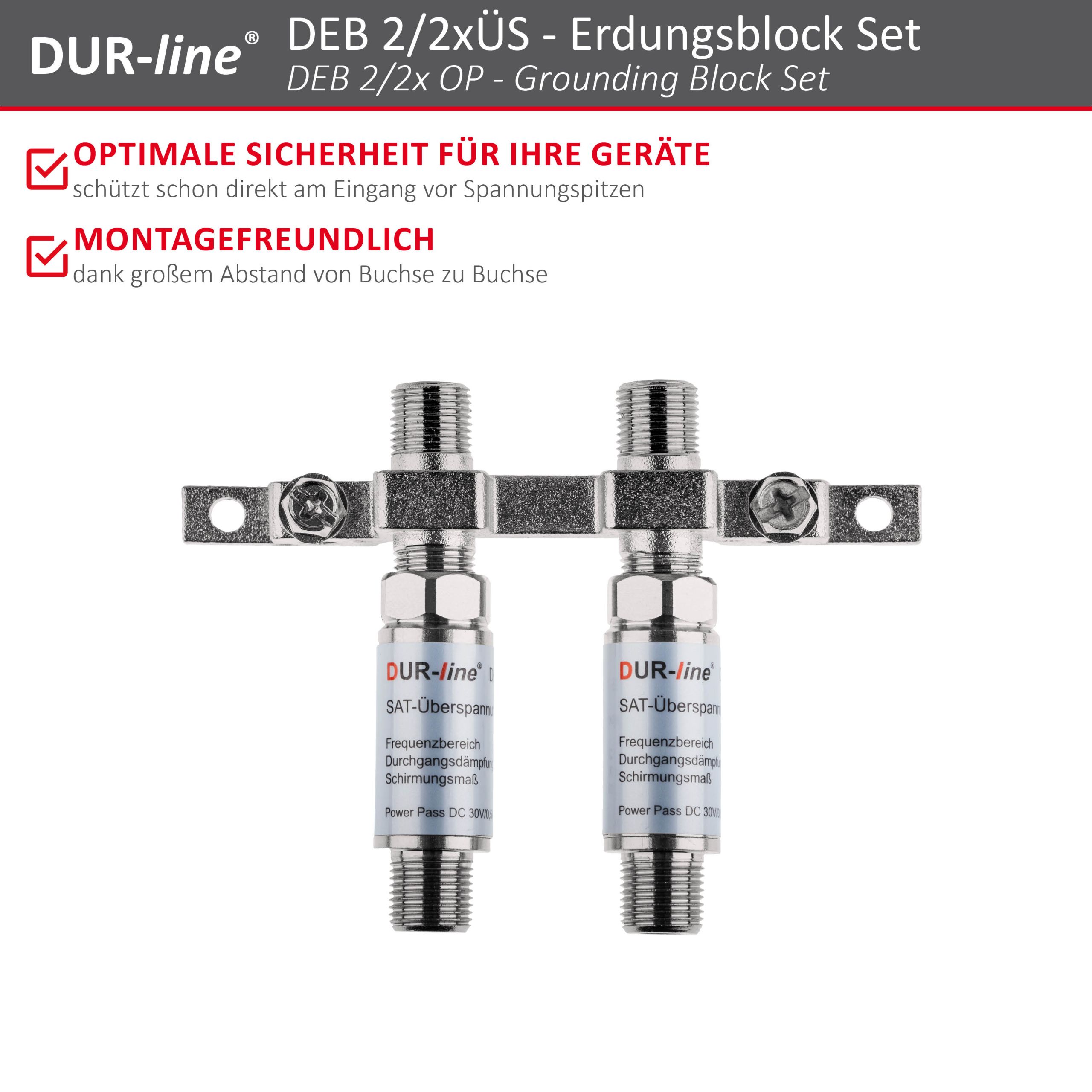 DUR-line DEB 2/2xÜS - Erdungsblock Set – Produktmerkmale im Überblick DUR-line DEB 2/2xÜS - Erdungsblock Set – Produktmerkmale im Überblick