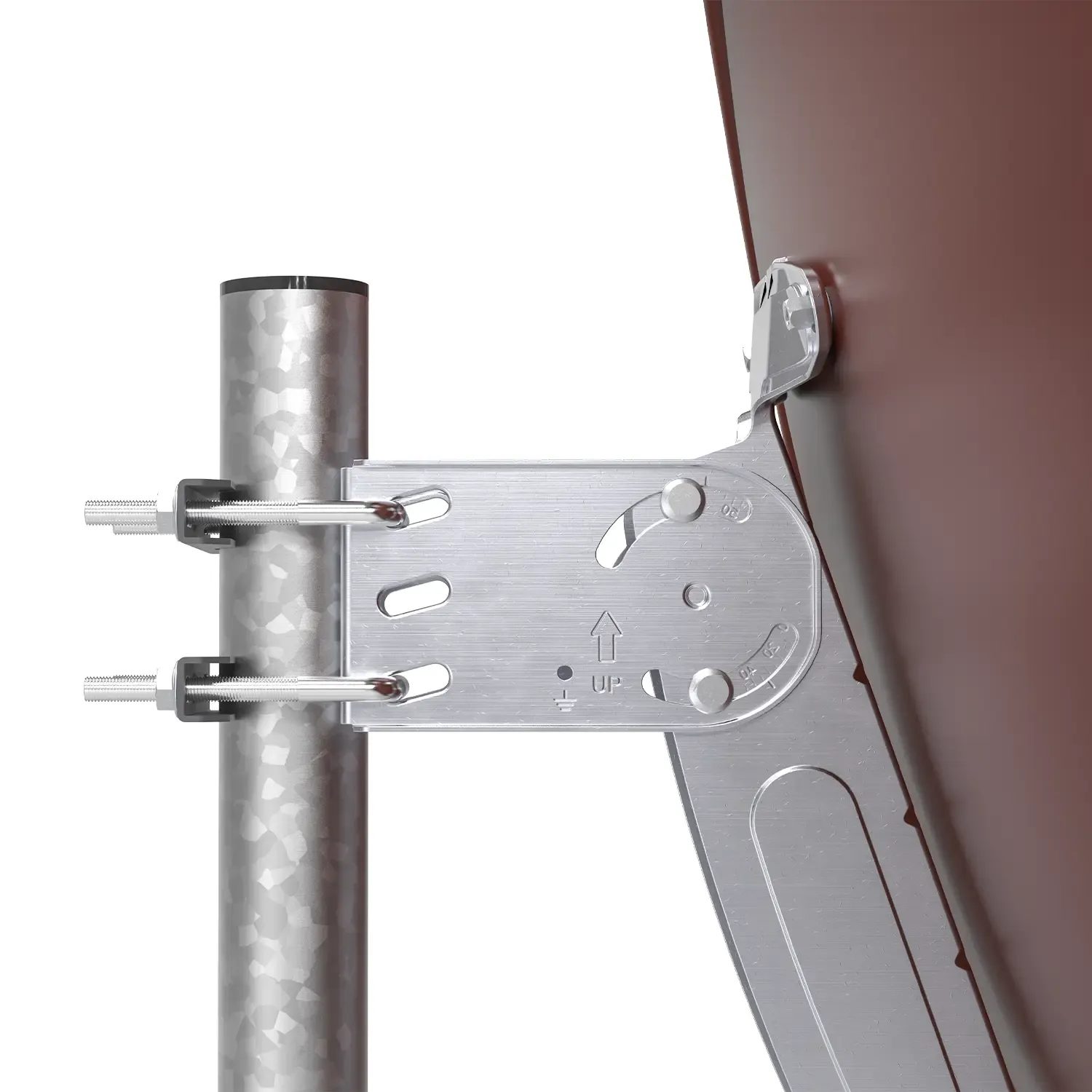 DUR-line MDA 90 Rot Alu Sat-Reflektor – Tragarm von links DUR-line MDA 90 Rot Alu Sat-Reflektor – Tragarm von links