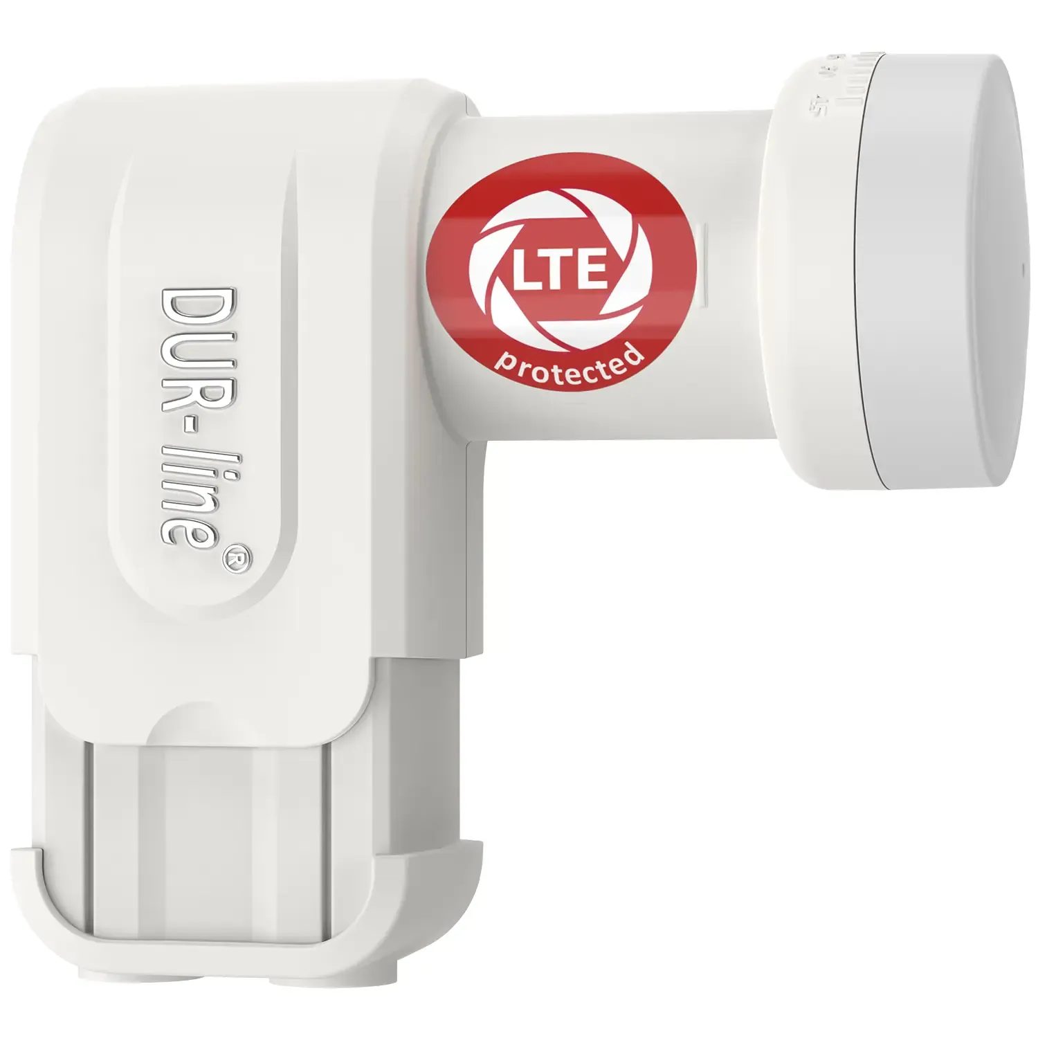 DUR-line +Ultra Twin white LNB – Wetterschutz in perspektivischer Draufsicht