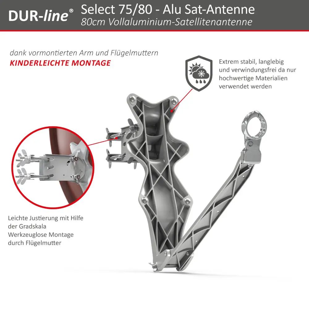 DUR-line Select 75/80 Rot - Sat-Komplettanlage mit Twin LNB