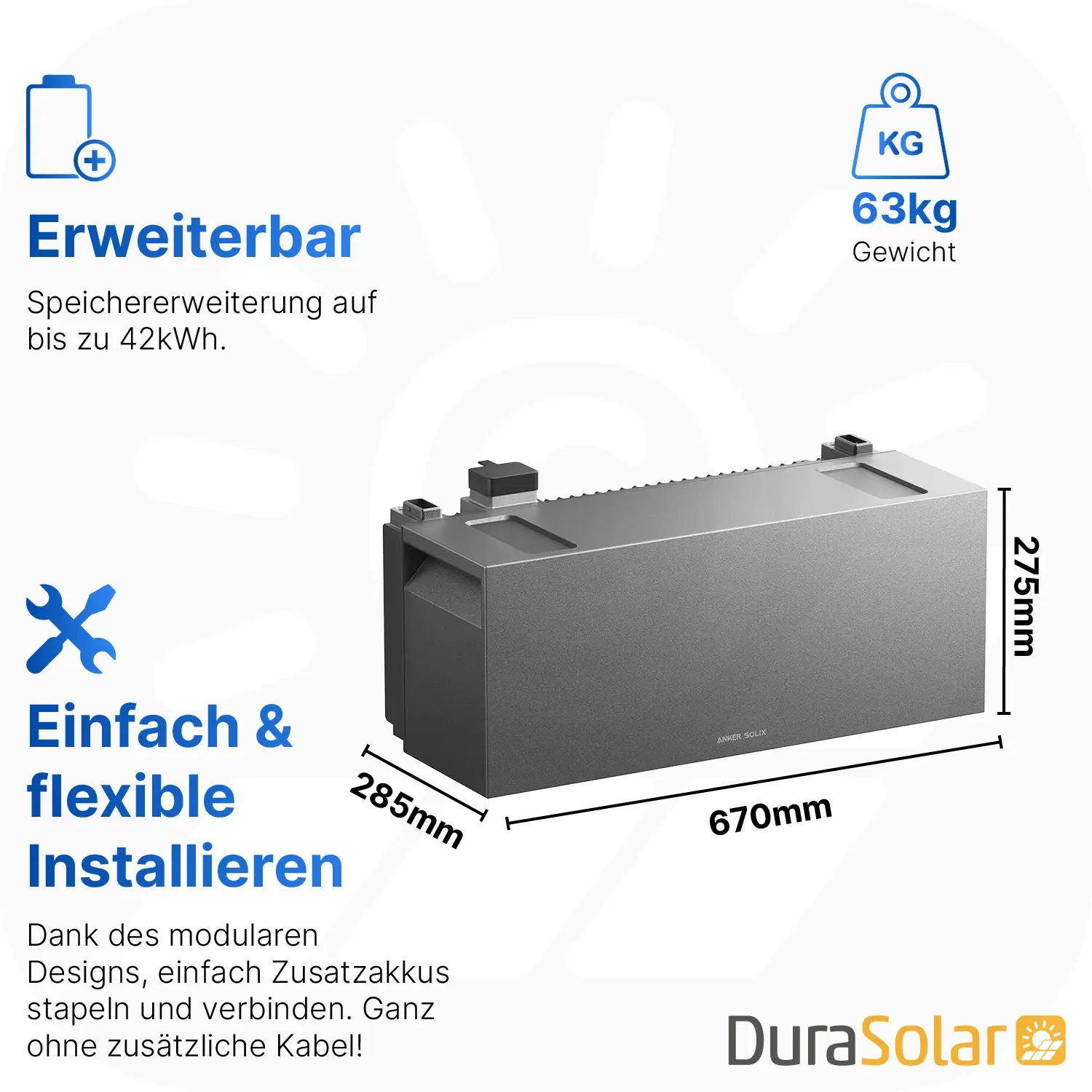 Anker SOLIX Solarbank Max AC - 7kWh - All-in-One - Plug&Play Heimspeicher für Solarnachrüstung Anker SOLIX Solarbank - BP7000 - Erweiterungsbatterie - PV-Speicher