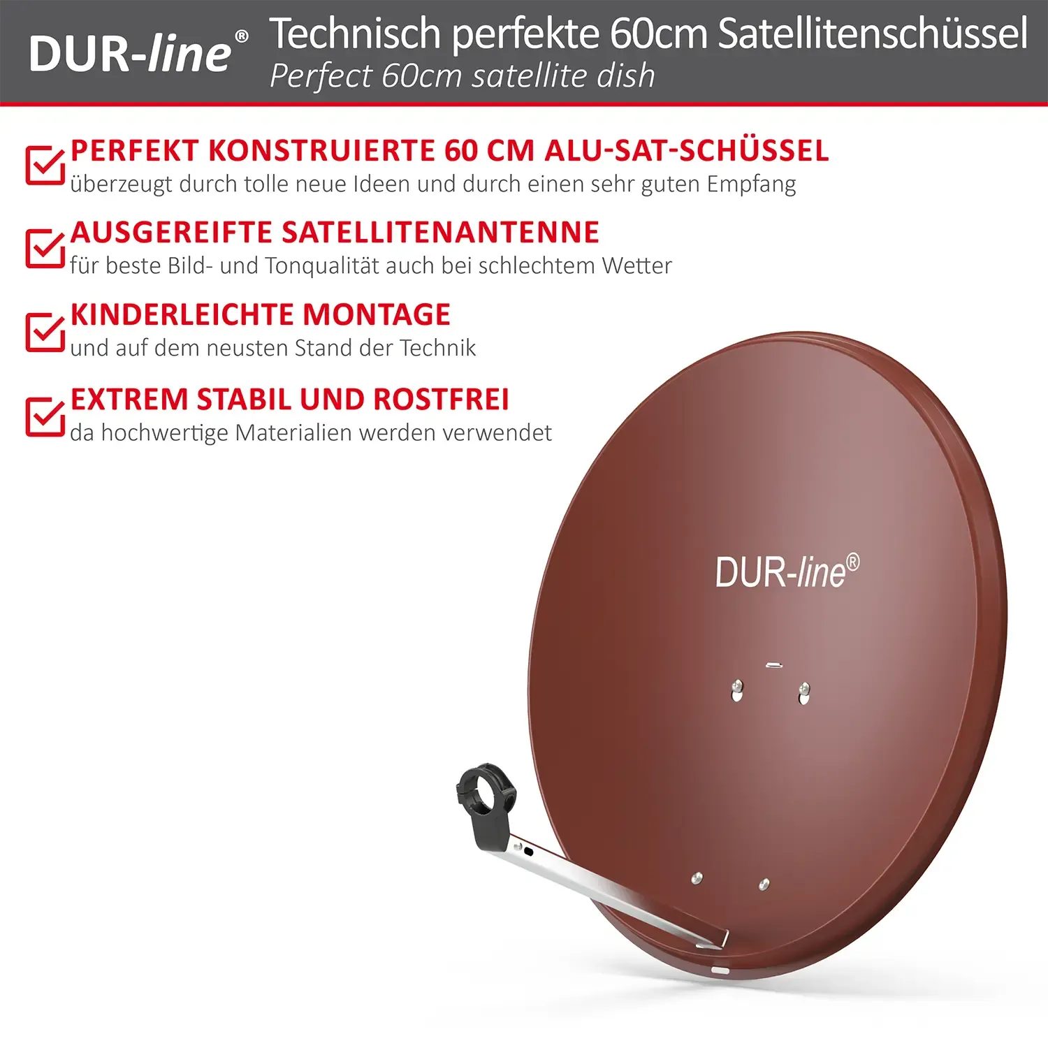 DUR-line MDA 60 Rot Alu Sat-Reflektor – Highlights und Ausstattung im Überblick