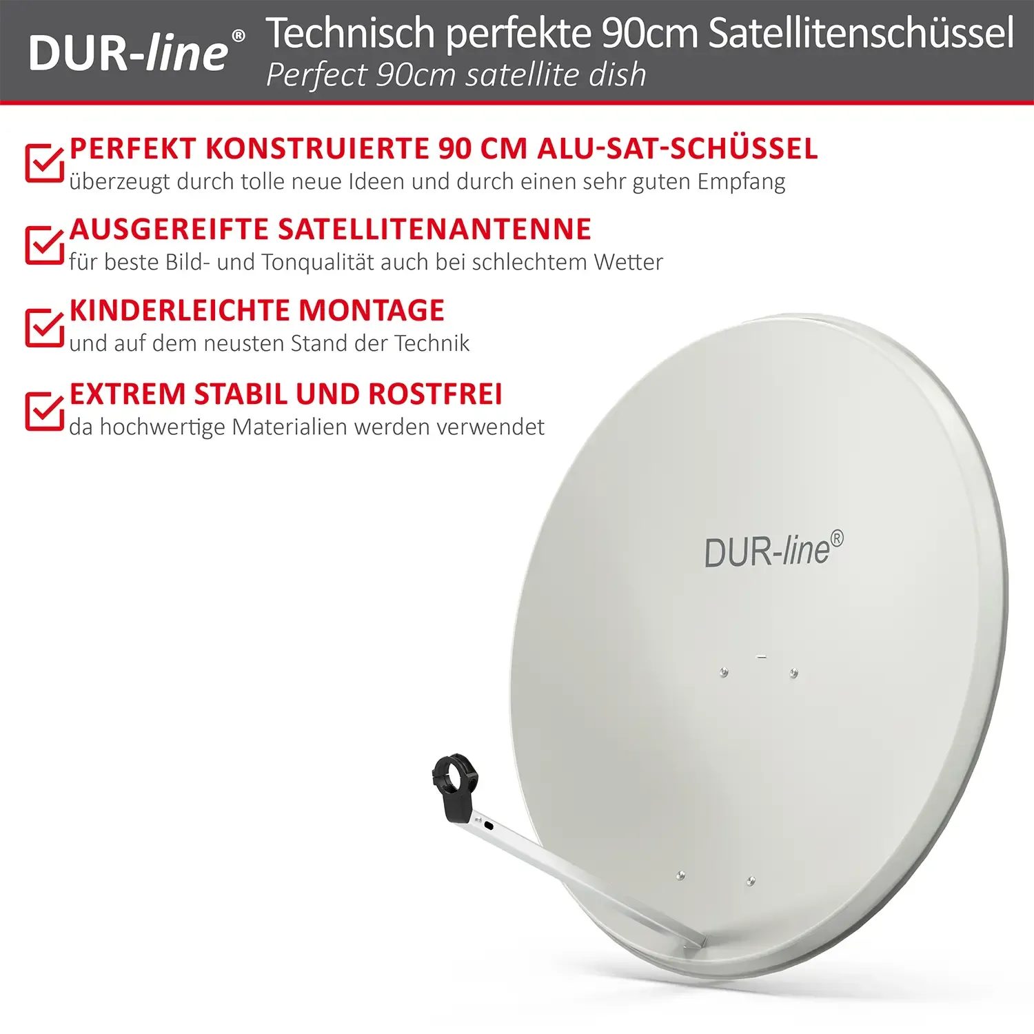 DUR-line MDA 90 Hellgrau Alu Sat-Reflektor – Highlights und Ausstattung im Überblick DUR-line MDA 90 Hellgrau Alu Sat-Reflektor – Highlights und Ausstattung im Überblick