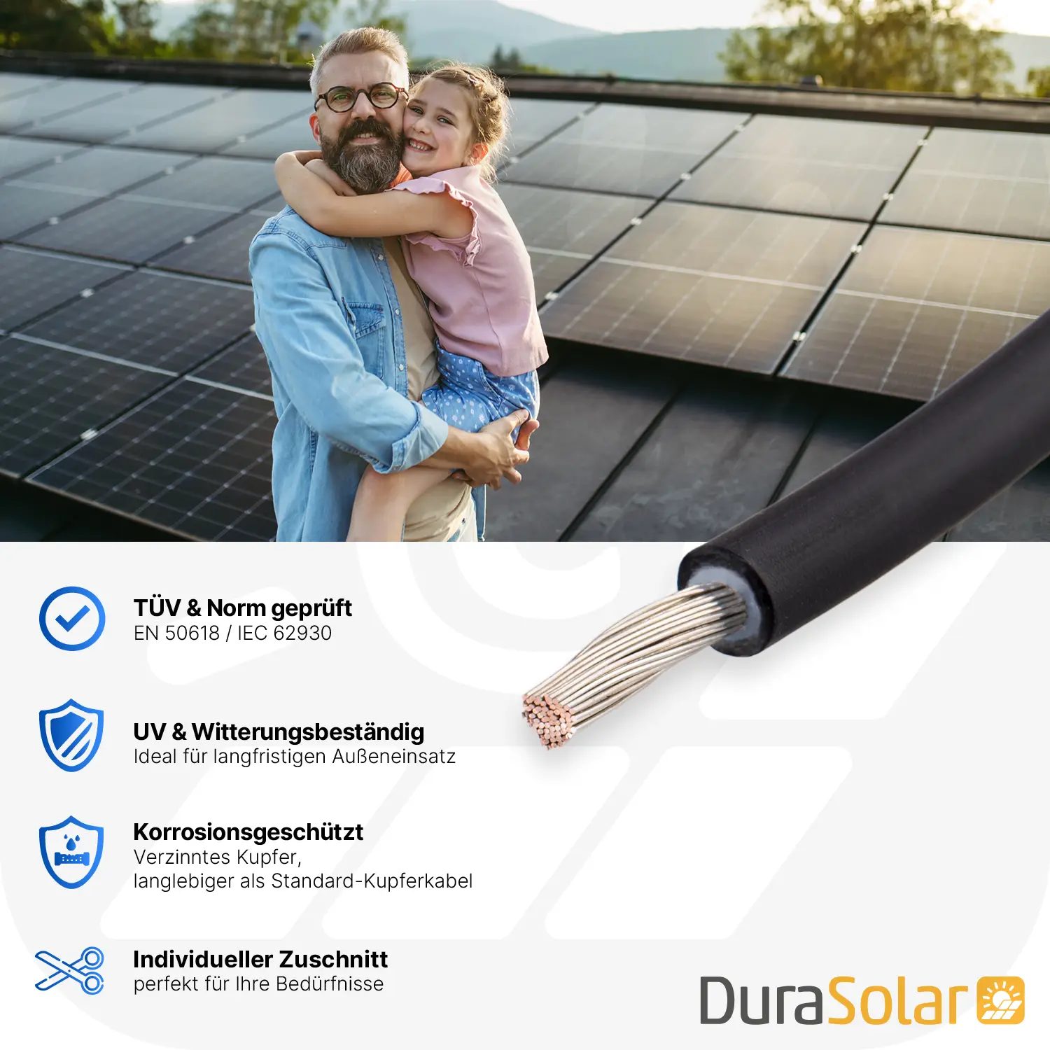 Solarkabel | Markenqualität | 6mm² | Schwarz | Meterware