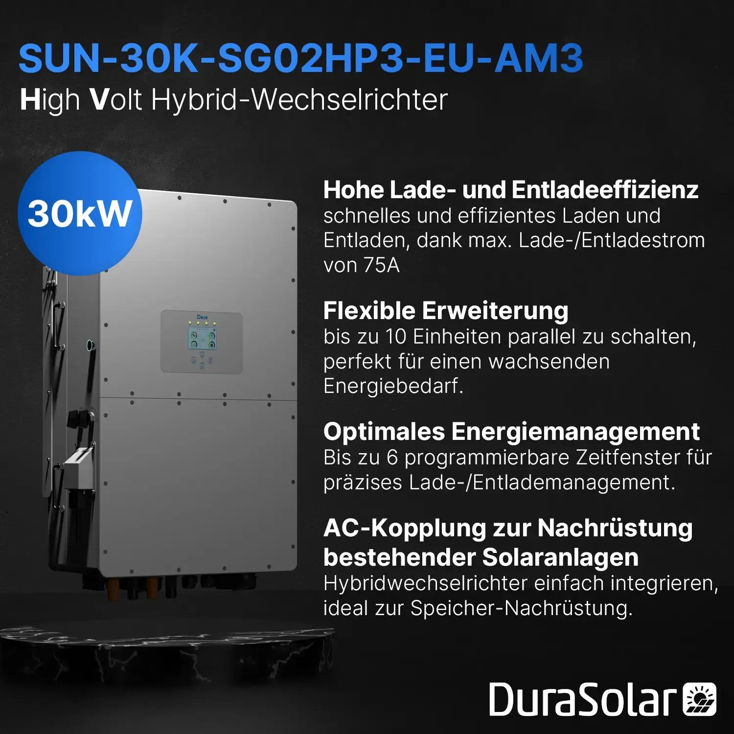 Deye SUN-30K-SG02HP3-EU-AM3 - Hybrid-Wechselrichter – Hochspannungsserie