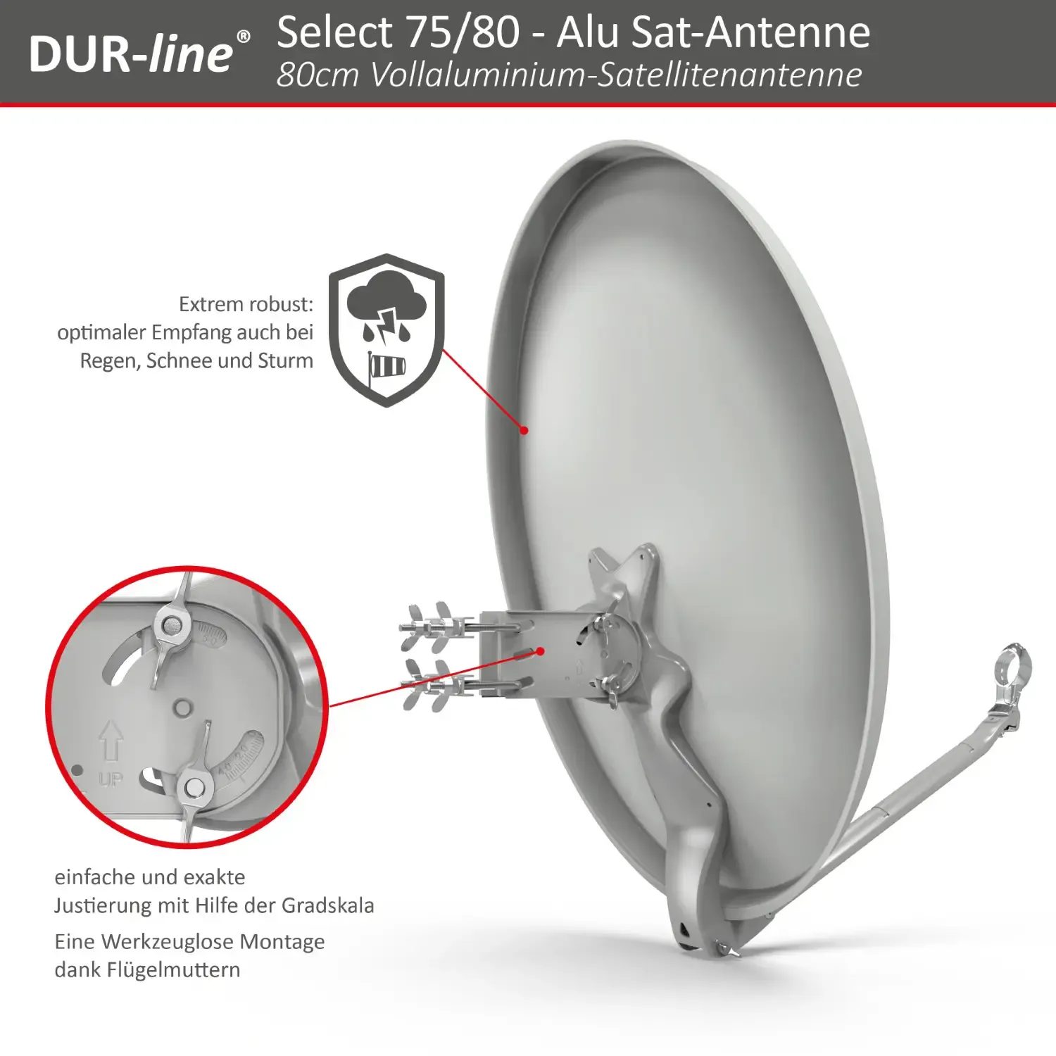 DUR-line Select 75/80 Hellgrau - Alu Sat-Reflektor DUR-line Select 75/80 Hellgrau - Alu Sat-Reflektor