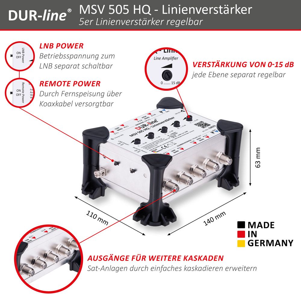 DUR-line MSV 505 HQ - Linienverstärker – Abmessungen
