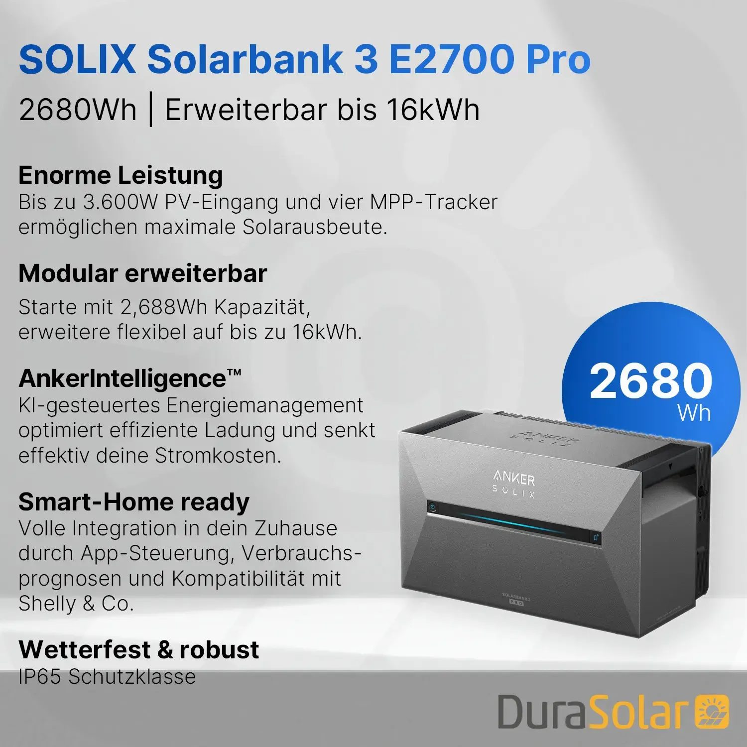 Anker SOLIX Solarbank 3 - E2700 Pro - Balkonkraftwerkspeicher 