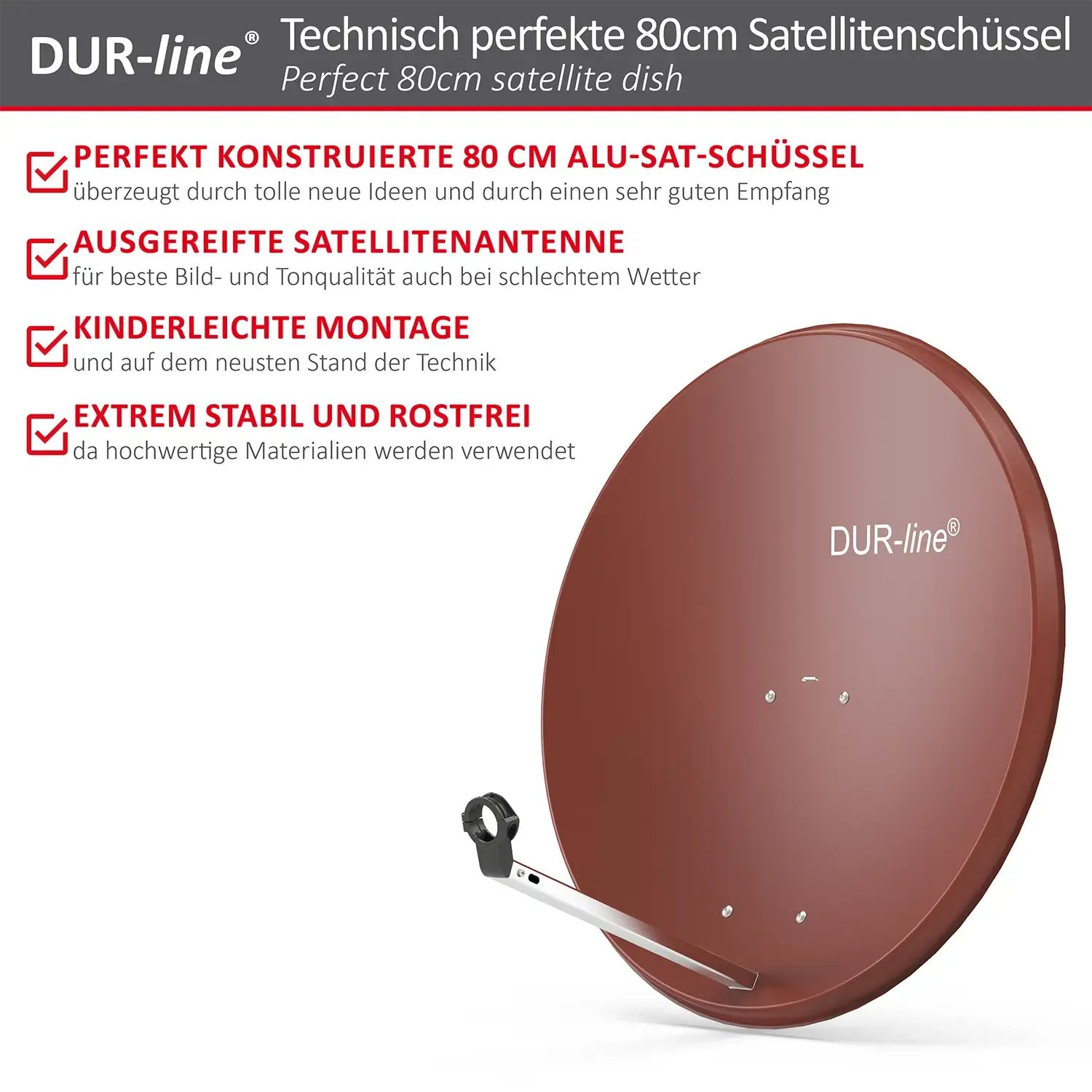 DUR-line MDA 80 Rot Alu Sat-Reflektor – Highlights und Ausstattung im Überblick
