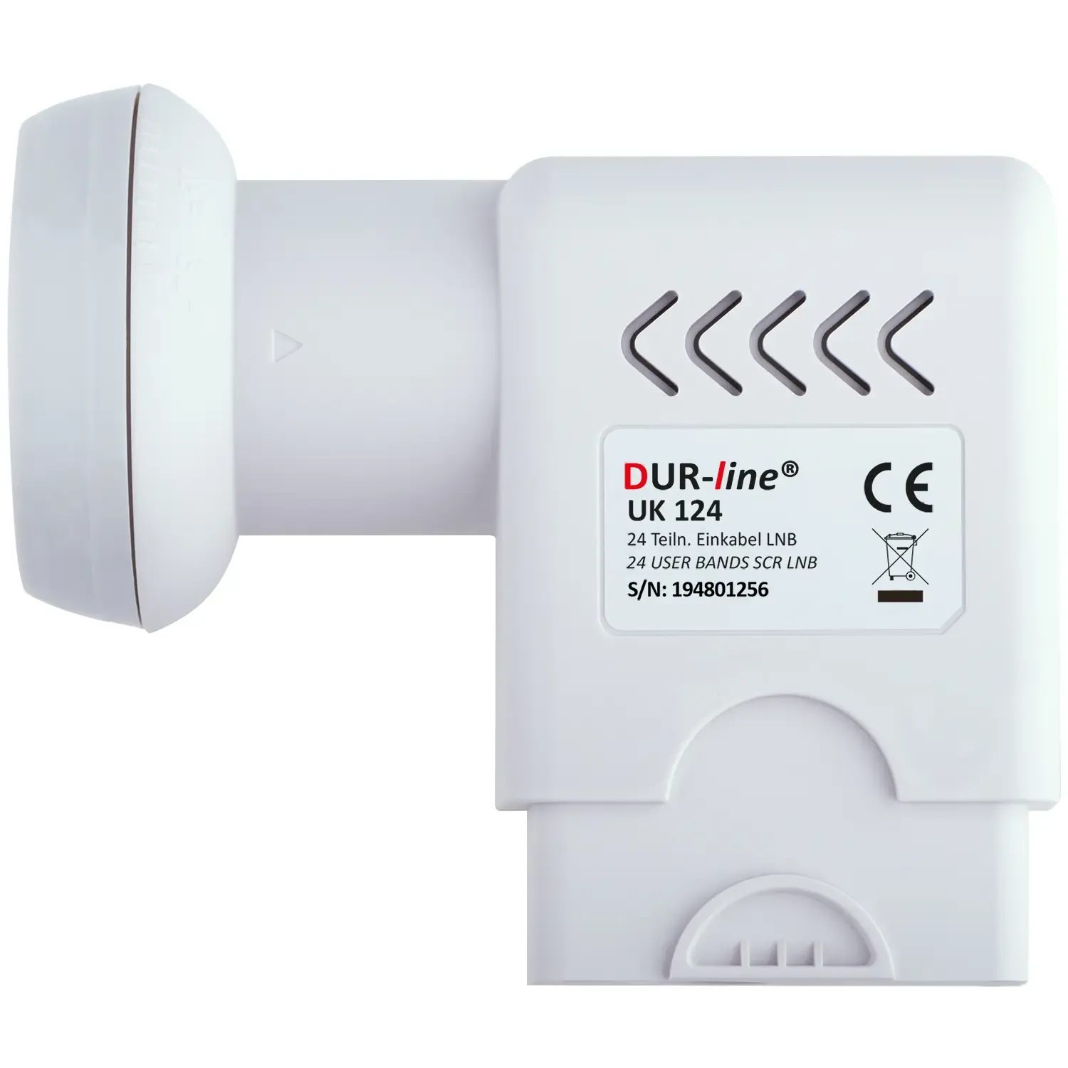 DUR-line UK 124 Unicable LNB – Draufsicht mit Wetterschutz