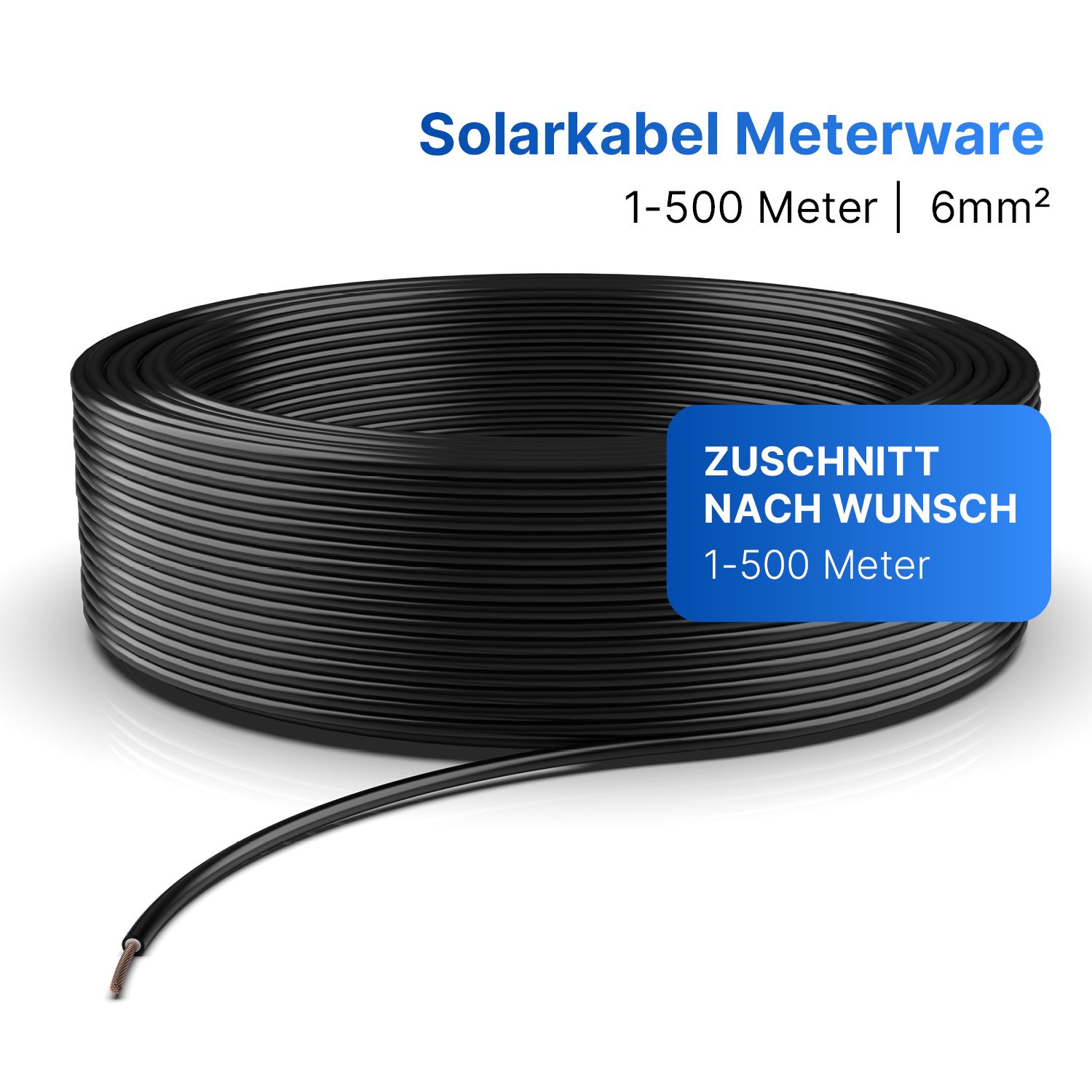 Solarkabel | Markenqualität | 6mm² | Schwarz | Meterware Farbe: Schwarz / Kabelquerschnitt: 6mm²