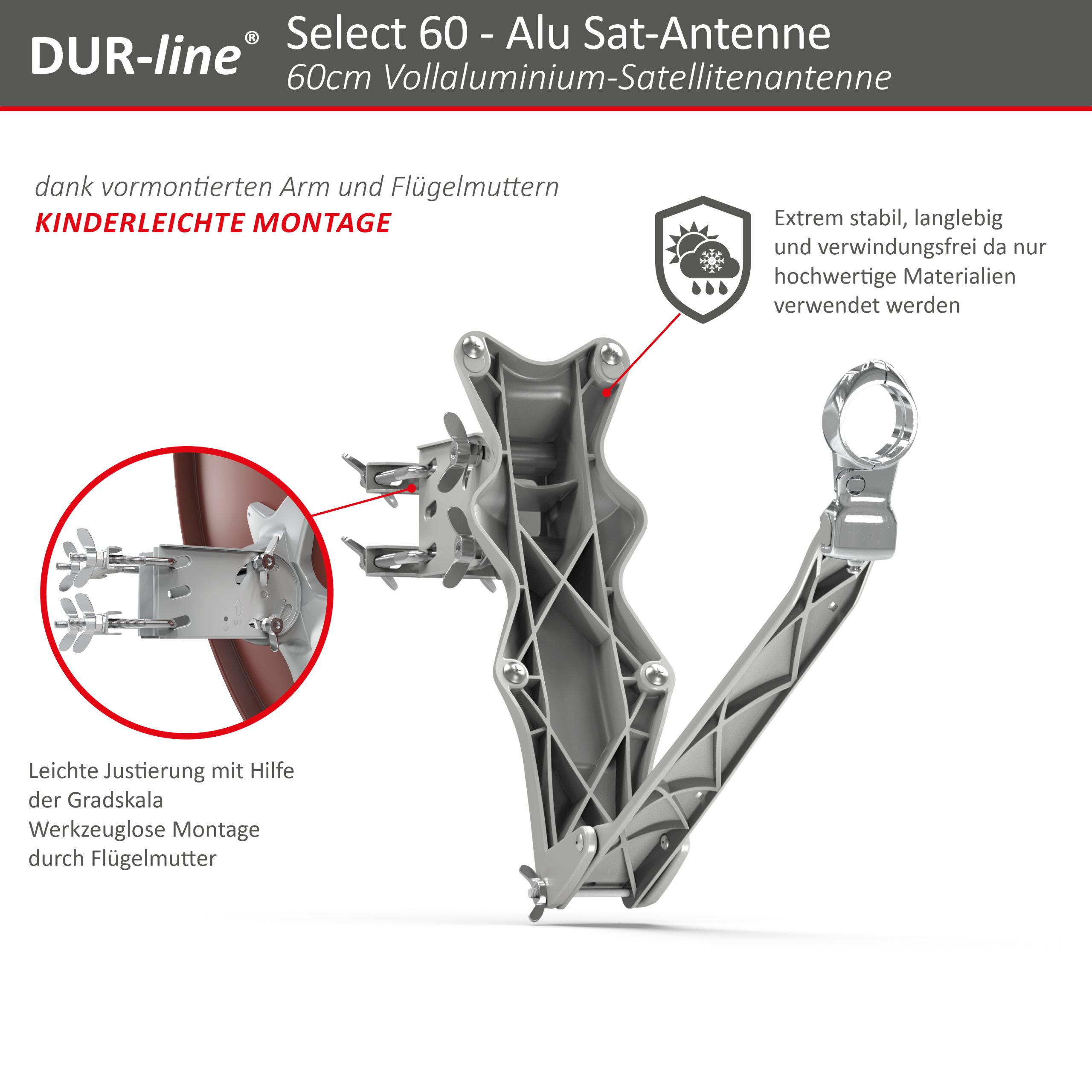 DUR-line Select 60/65 Rot - Alu Sat-Reflektor DUR-line Select 60/65 Rot - Alu Sat-Reflektor