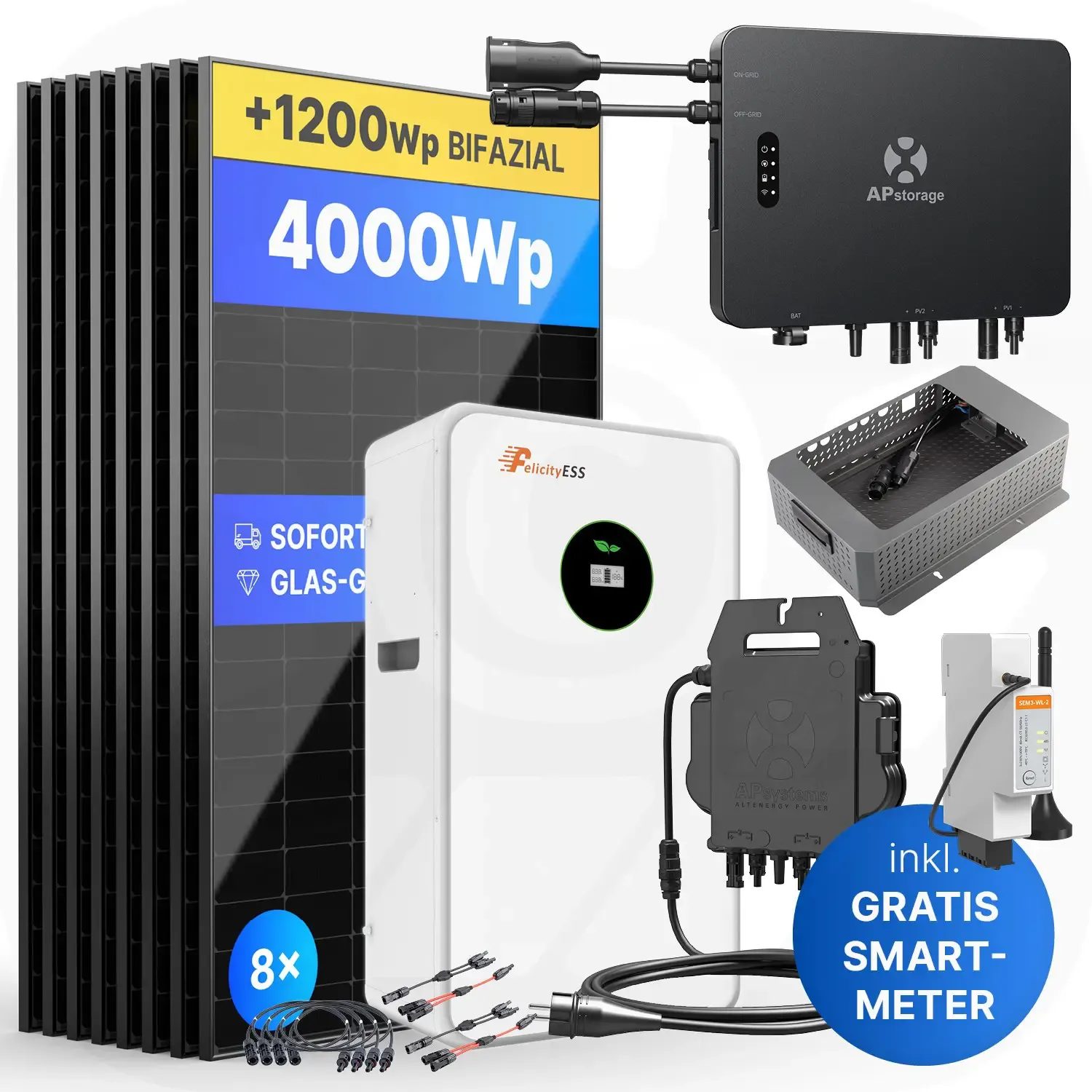 APsystems EZHI 5,12kWh - 4000Wp - Mini-PV-Anlage-Speicher-Set 
