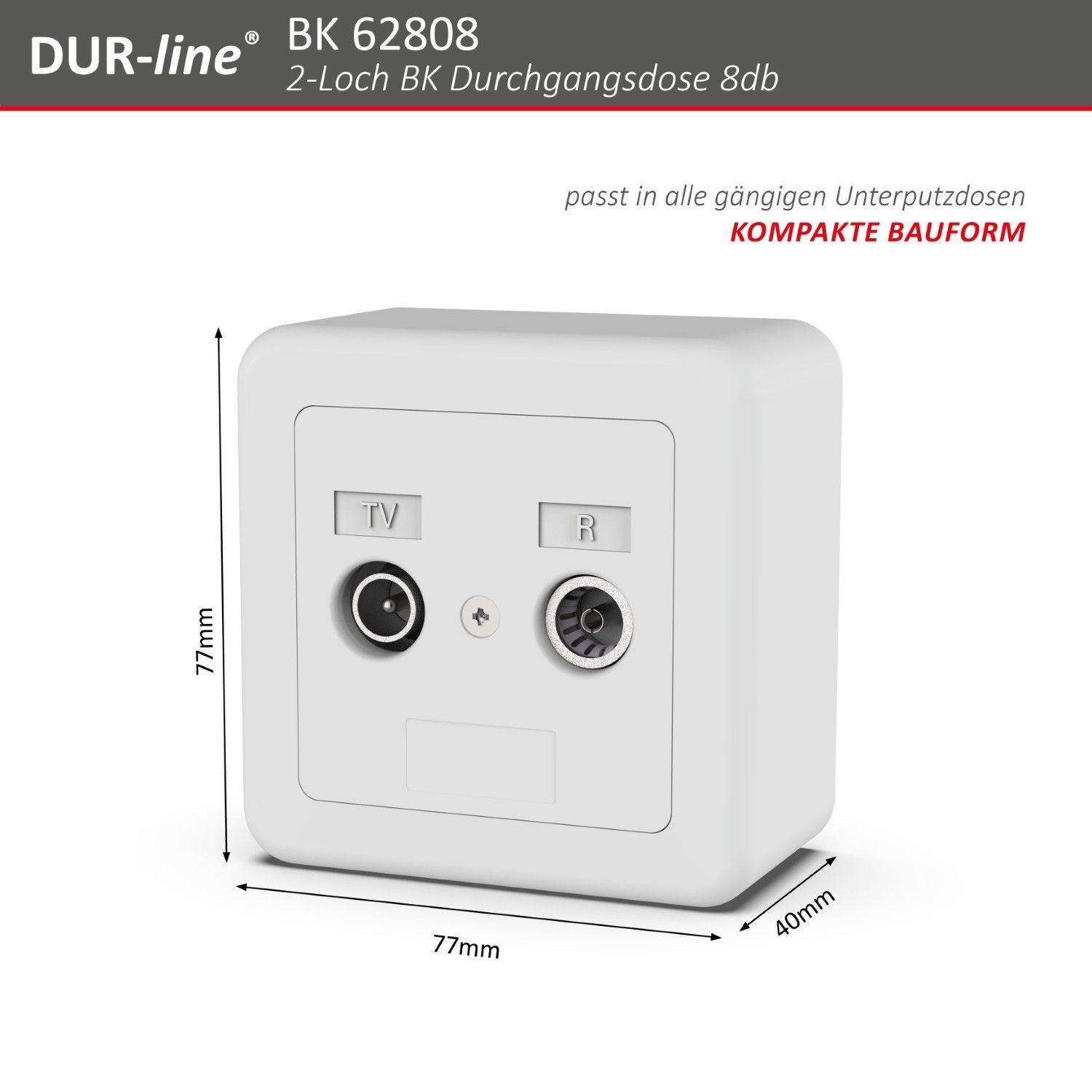 DUR-line DBK 08dB - BK-Durchgangsdose – Abmessungen