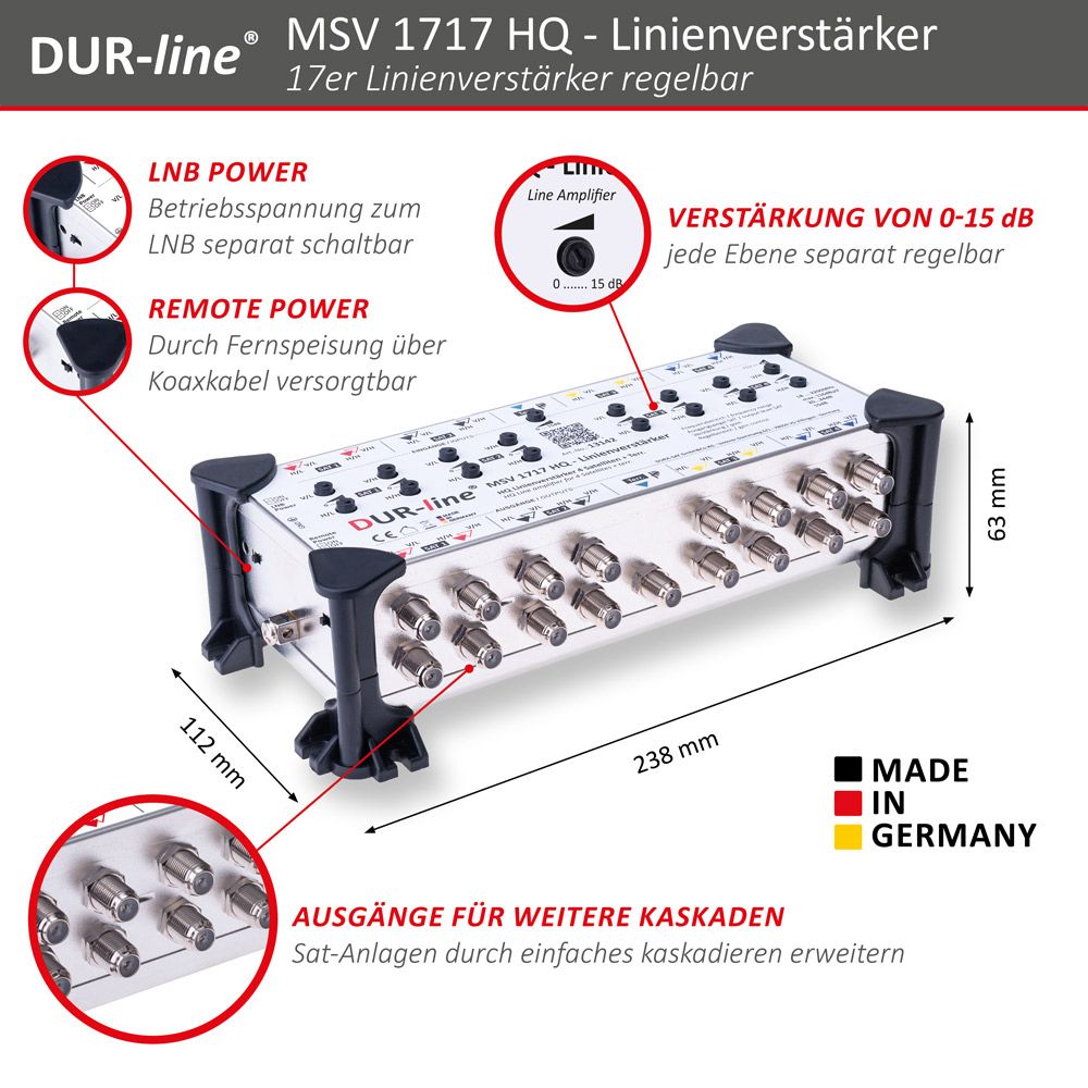 DUR-line MSV 1717 HQ - Linienverstärker – Abmessungen DUR-line MSV 1717 HQ - Linienverstärker – Abmessungen