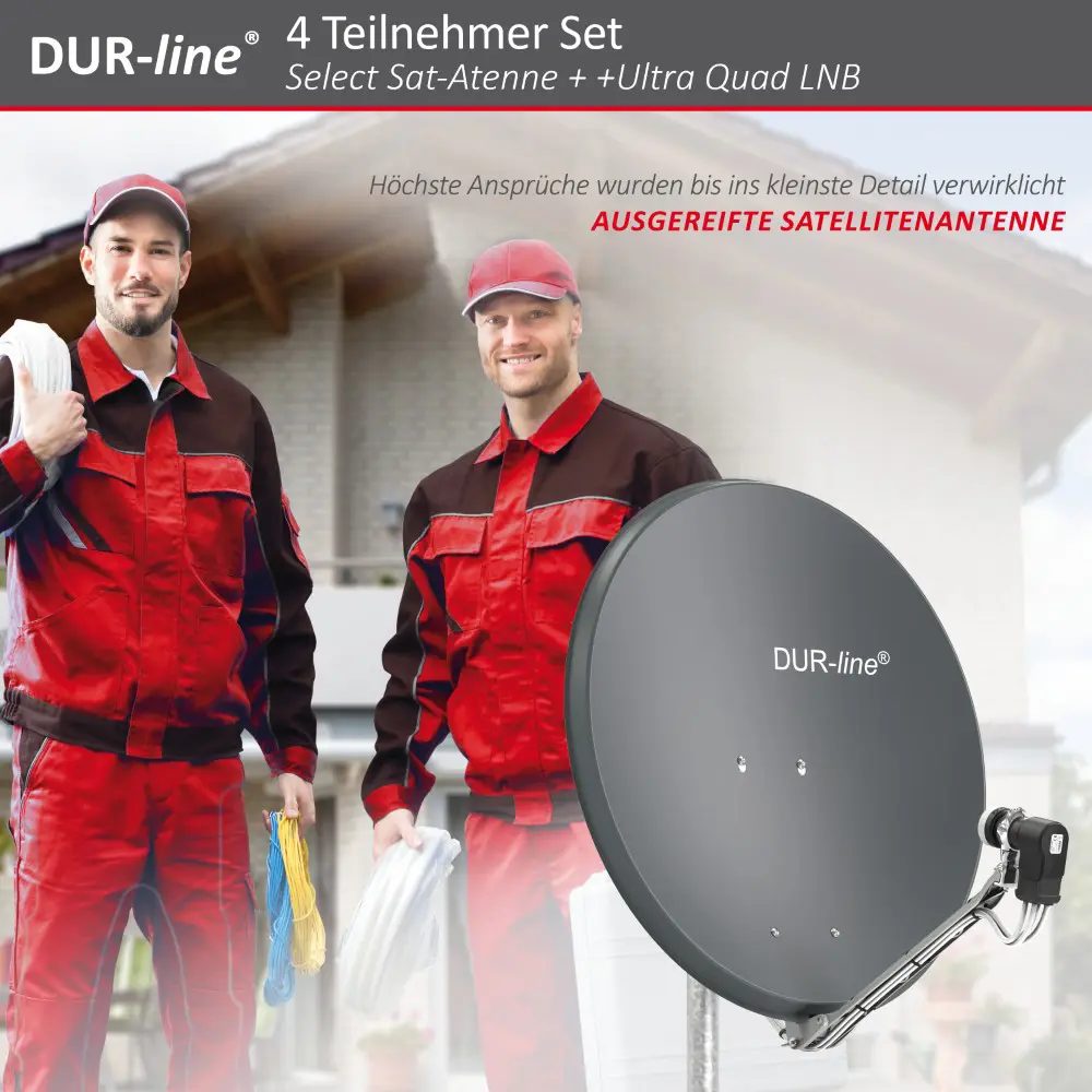 DUR-line Select 75/80 Anthrazit - Sat-Komplettanlage mit Quad LNB