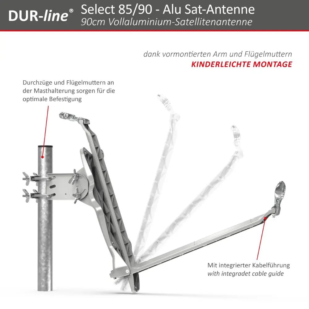 DUR-line Select 85/90 Anthrazit - Sat-Komplettanlage mit Twin LNB DUR-line Select 85/90 Anthrazit - Sat-Komplettanlage mit Twin LNB