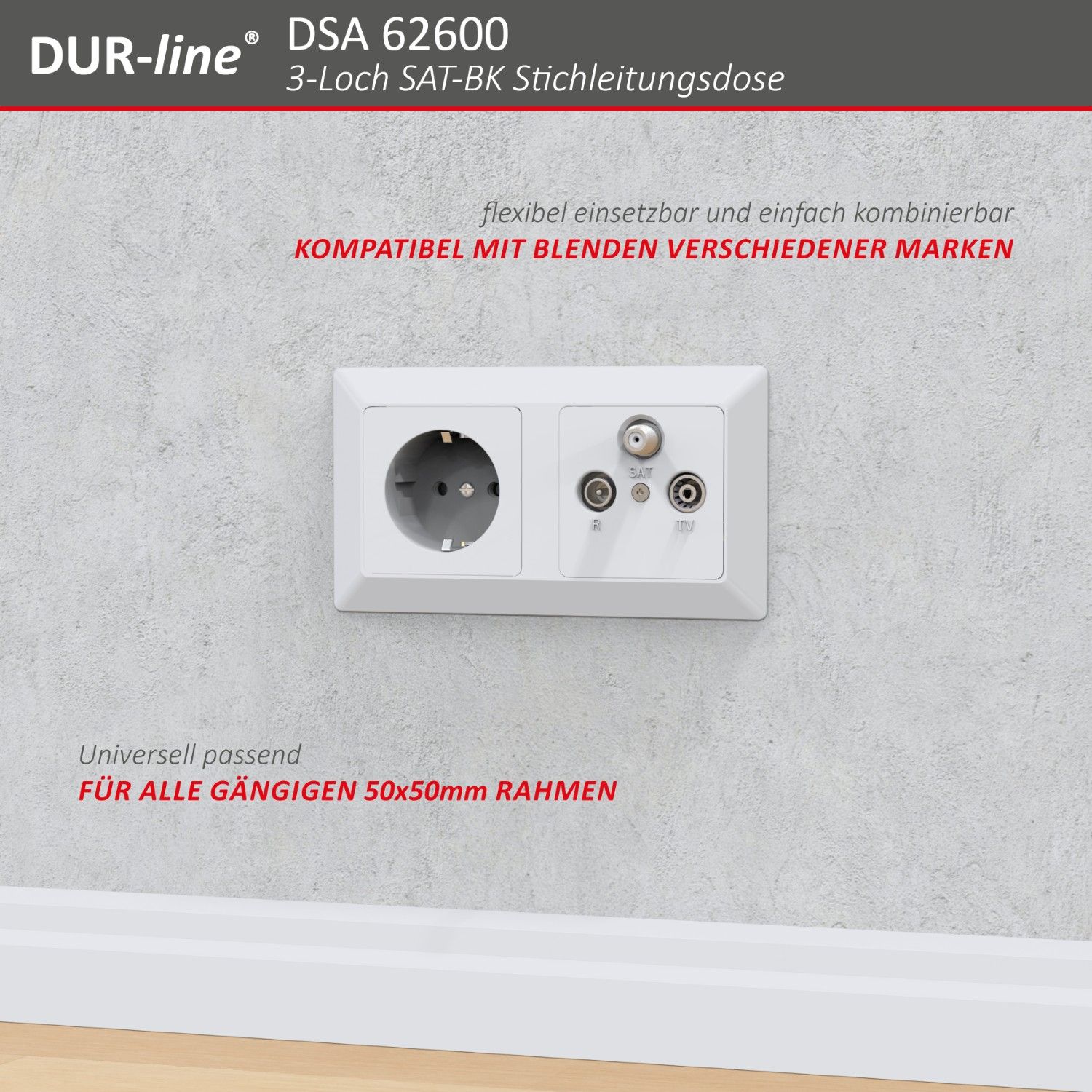 DUR-line DSA 62600 - Sat-Stichleitungsdose – Abmessungen DUR-line DSA 62600 - Sat-Stichleitungsdose – Abmessungen