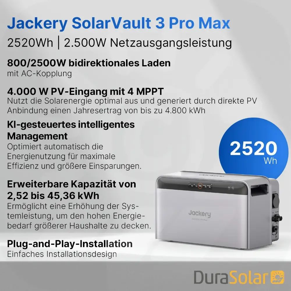 Jackery SolarVault 3 Pro Max Set - 2,5kWh Jackery SolarVault 3 Pro Max Set - 2,5kWh