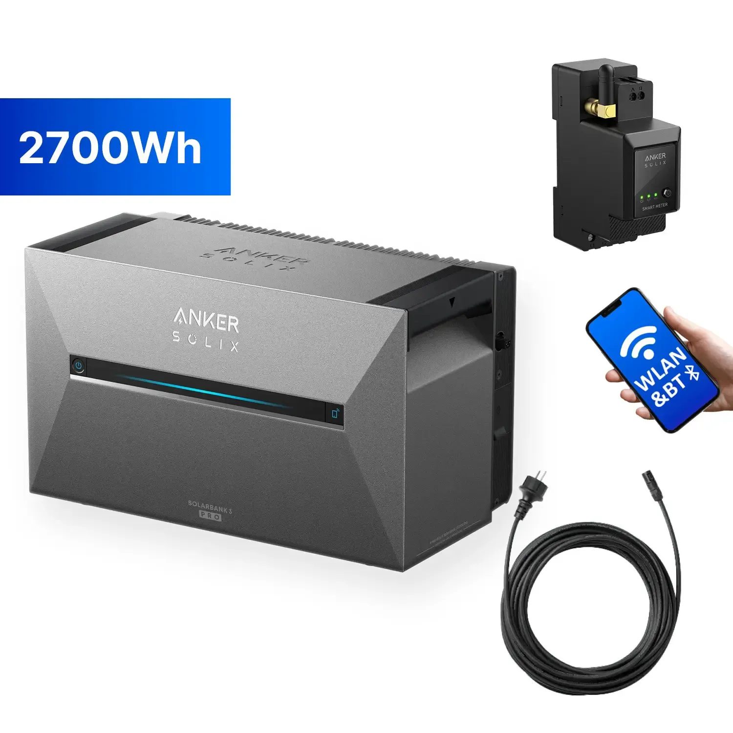 Anker SOLIX Solarbank 3 ink. SmartMeter - 2,68kWh - E2700 Pro - Balkonkraftwerkspeicher 