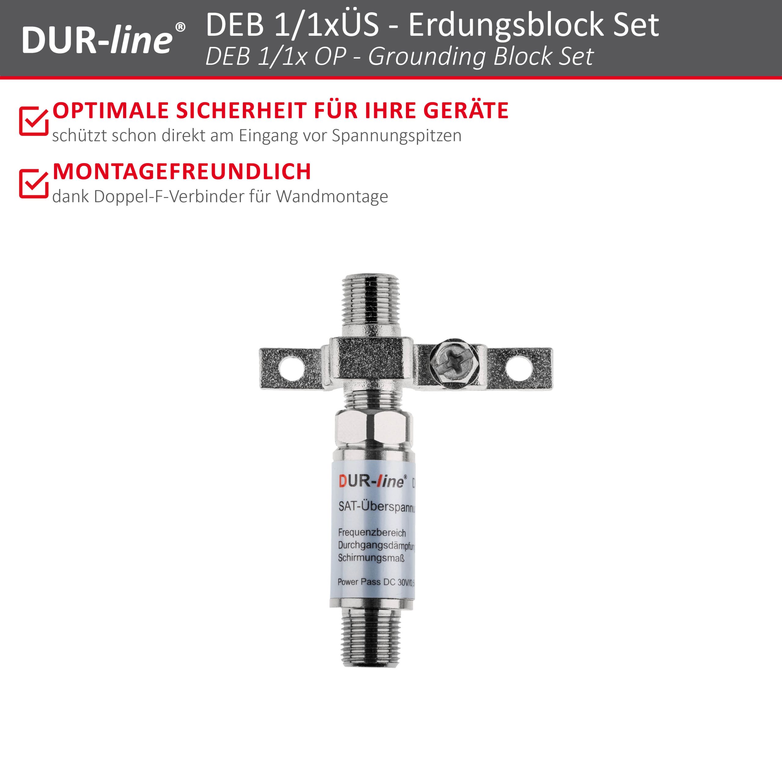 DUR-line DEB 1/1xÜS - Erdungsblock Set – Produktmerkmale im Überblick DUR-line DEB 1/1xÜS - Erdungsblock Set – Produktmerkmale im Überblick