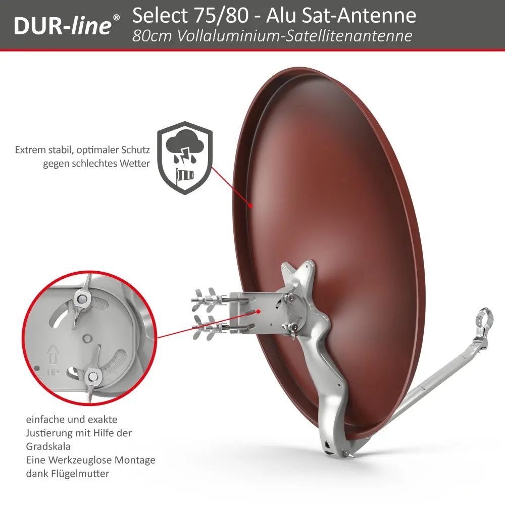 DUR-line Select 75/80 Rot - Sat-Komplettanlage mit Single LNB