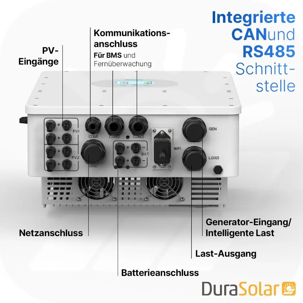 Deye SUN-15K-SG01HP3-EU-AM2 - Dreiphasig - 2/2+1 MPPT - Hybrid-Wechselrichter - Hochspannungsserie
