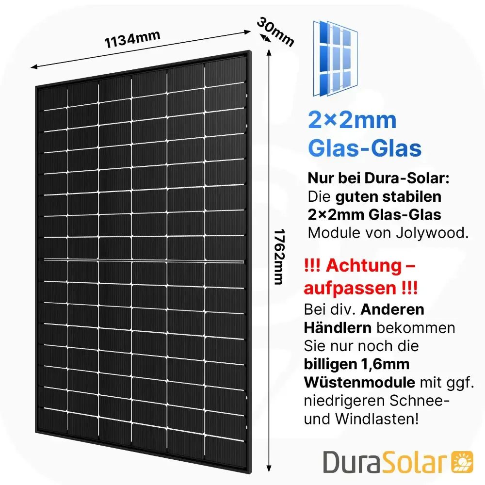 Jolywood 450W Bifazial 2x2mm Glas-Glas Modul JW-HD96N R2 - PV Solar Panel 