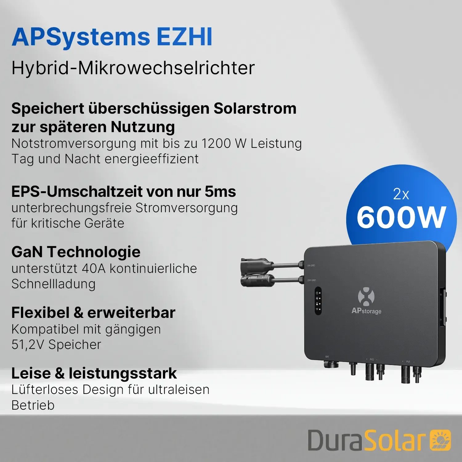 APsystems EZHI 5,12kWh - 4000Wp - Mini-PV-Anlage-Speicher-Set 