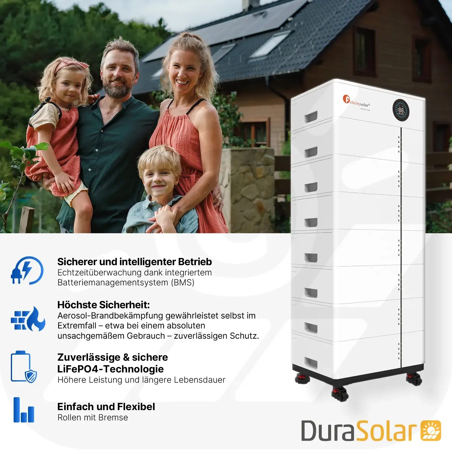 Felicity 15,36kWh PV-Speicher - LUX-X-48100LCG01 - Erweiterbare 48/51,2V LiFePO4 Batterie für Solaranlagen Felicity LUX-X-48100 Stapelspeicher - PV-Speicher