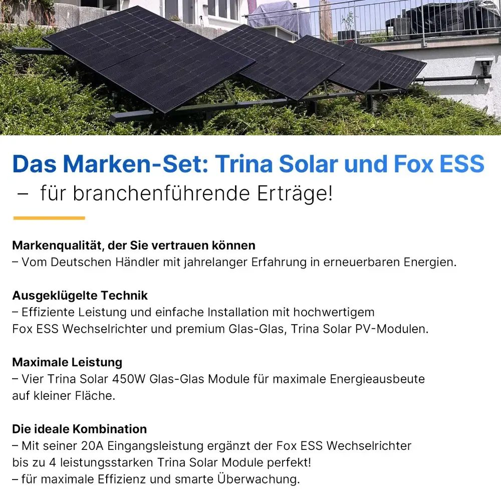 Balkonkraftwerk 800W/1800Wp + 5m Kabel - Mini-PV-Anlage Balkonkraftwerk 800W/1800Wp + 5m Kabel - Mini-PV-Anlage