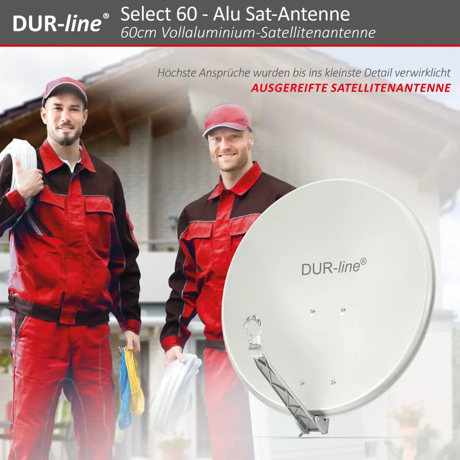 DUR-line Select 60/65 Hellgrau - Alu Sat-Reflektor