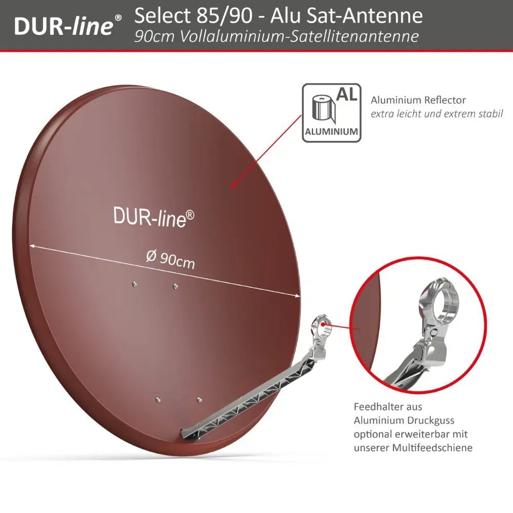 DUR-line Select 85/90 Rot - Sat-Komplettanlage mit Quad LNB