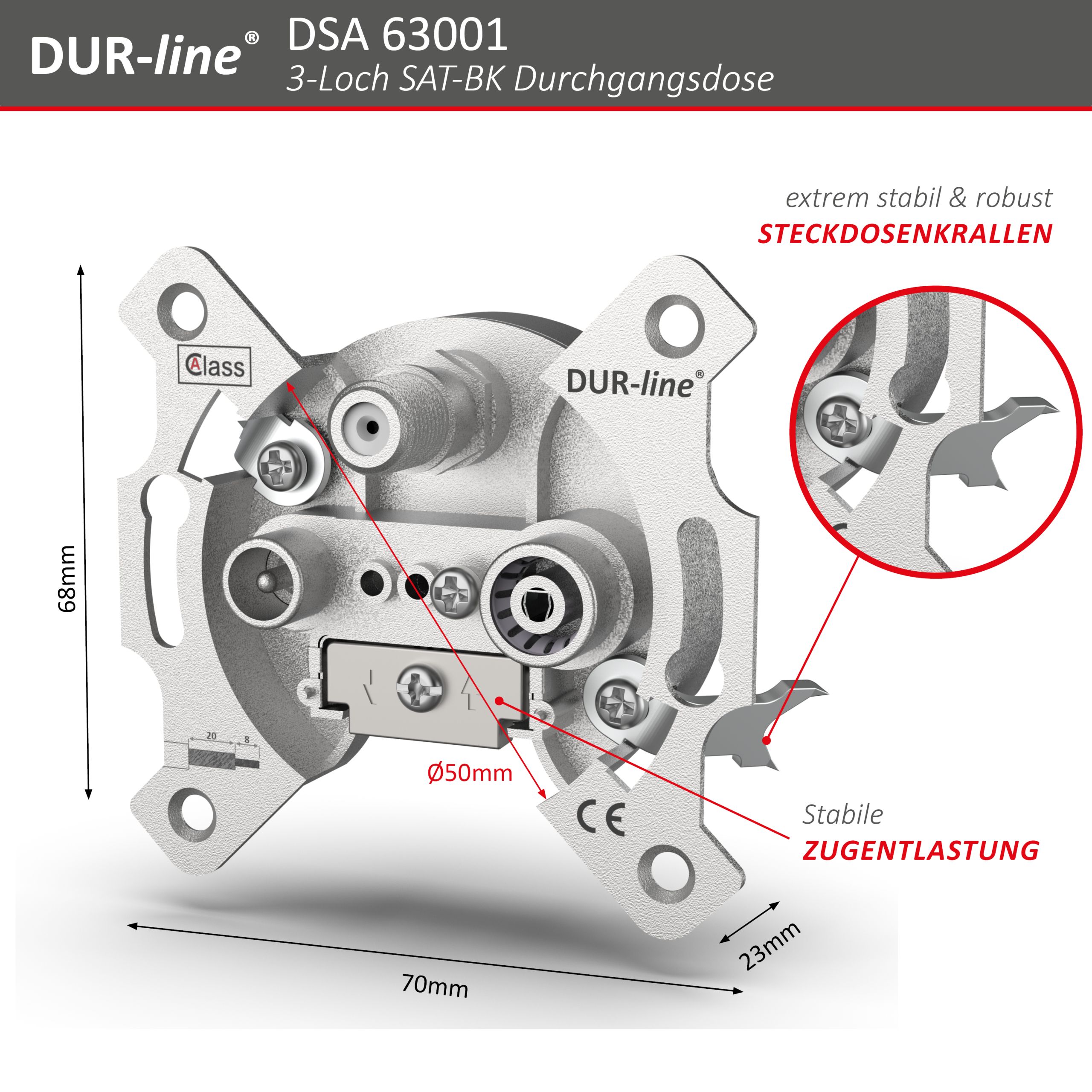 DUR-line DSA 63001 - Sat-Durchgangsdose – Produktansicht DUR-line DSA 63001 - Sat-Durchgangsdose – Produktansicht