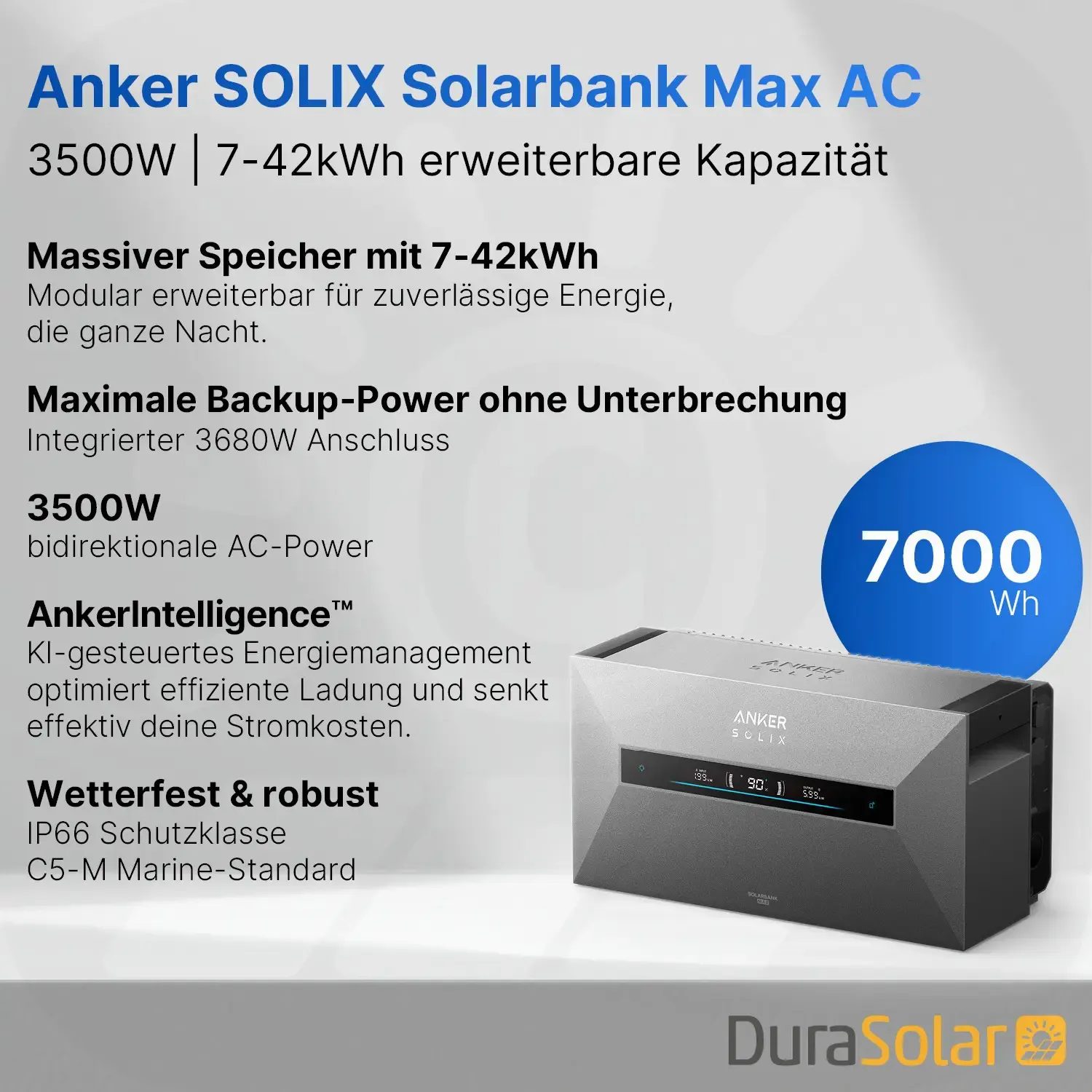 Anker SOLIX Solarbank Max AC - 7kWh - All-in-One - Plug&Play Heimspeicher für Solarnachrüstung Anker SOLIX Solarbank Max AC - 7kWh - All-in-One - Plug&Play Heimspeicher für Solarnachrüstung