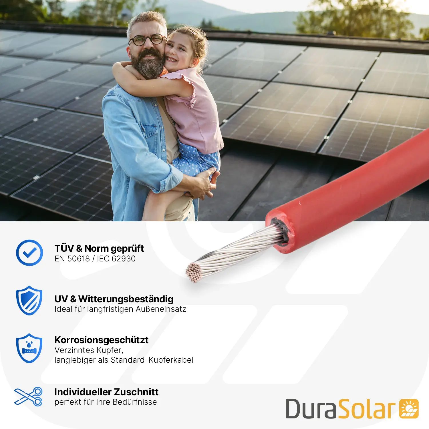 Solarkabel | Markenqualität | 6mm² | Rot | Meterware Solarkabel MC4 | 4mm² / 6mm² | Rot | Meterware
