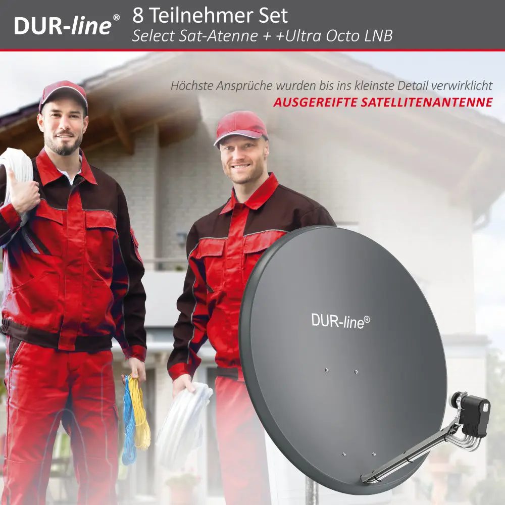 DUR-line Select 85/90 Anthrazit - Sat-Komplettanlage mit Octo LNB
