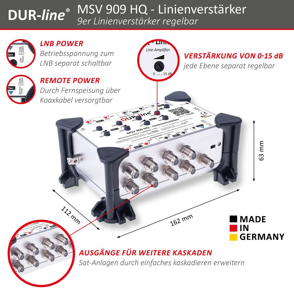 DUR-line MSV 909 HQ - Linienverstärker – Abmessungen