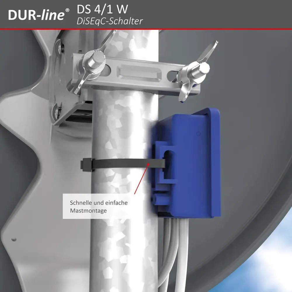 DUR-line DS 4/1 W DiSEqC-Schalter – Anwendungsbeispiel bei der Mastmontage