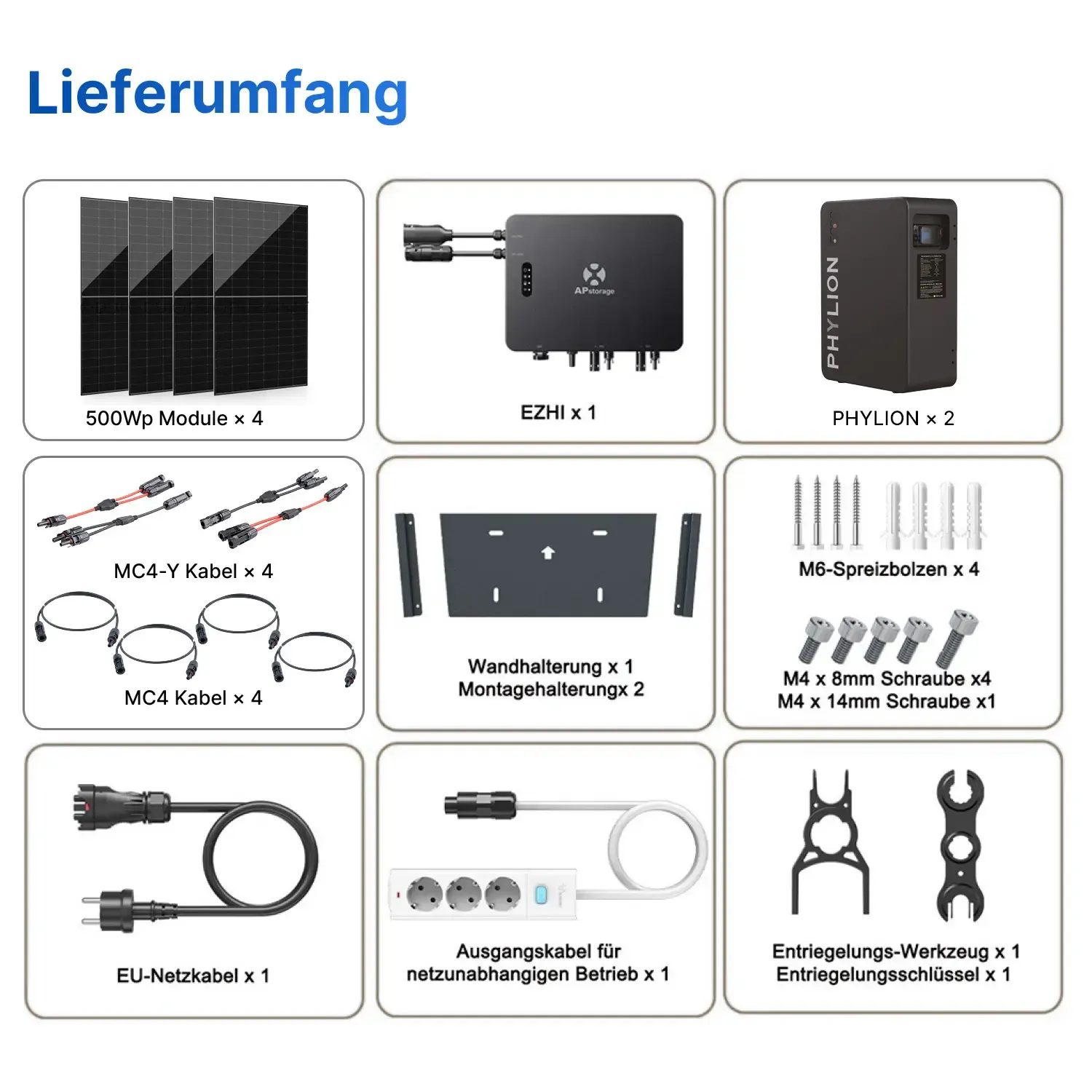 APsystems EZHI 2000Wp/5kWh - Balkonkraftwerk Speicher-Set | Phylion LiFePO4 Batteriespeicher & Jolywood 500Wp Module APsystems EZHI 2000Wp/5kWh - Balkonkraftwerk Speicher-Set | Phylion LiFePO4 Batteriespeicher & Jolywood 500Wp Module