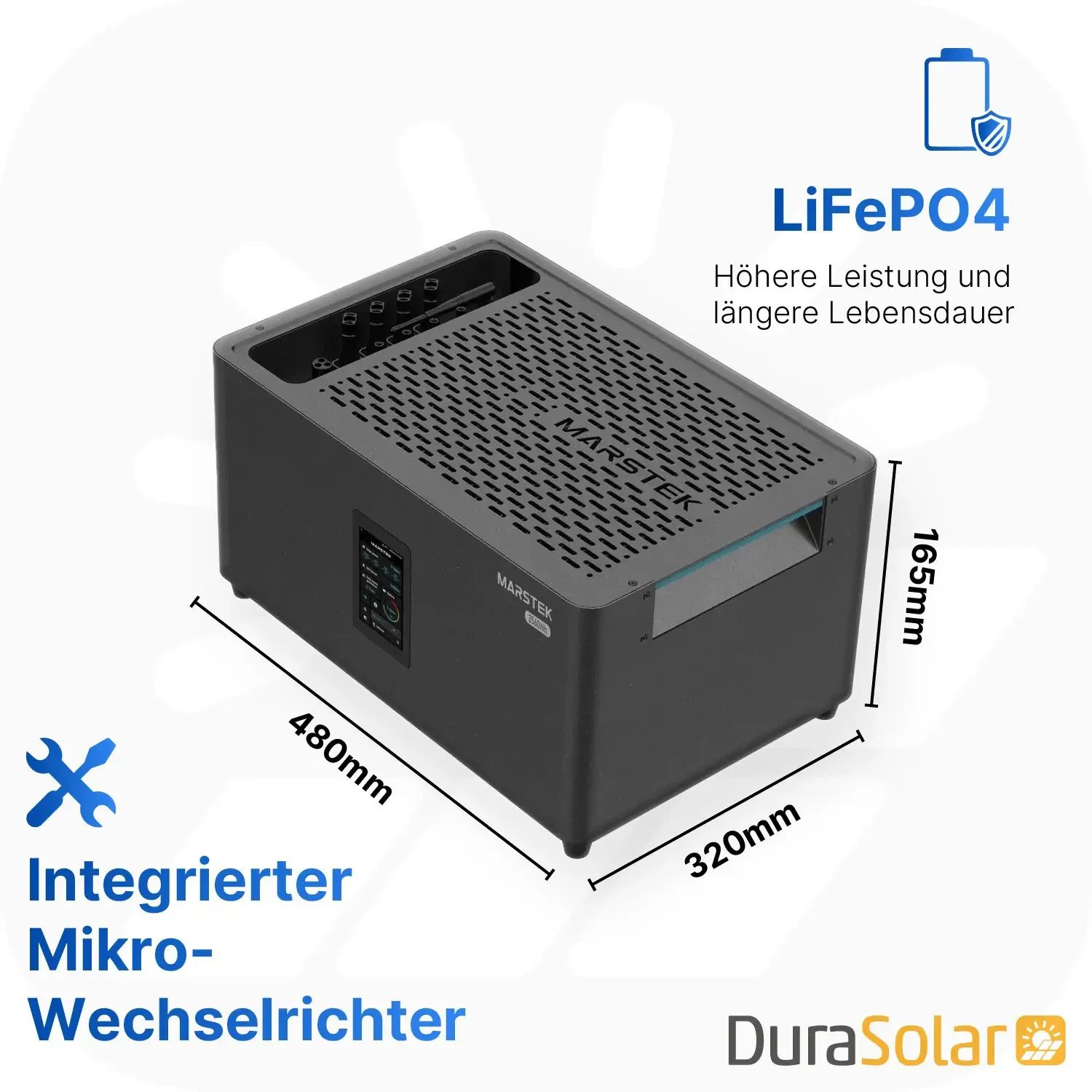 Balkonkraftwerk mit Marstek Jupiter C+ - 1820Wp/2560Wh - Mini-PV-Anlage Marstek Jupiter C+ 2,56kWh Speicher für Balkonkraftwerke