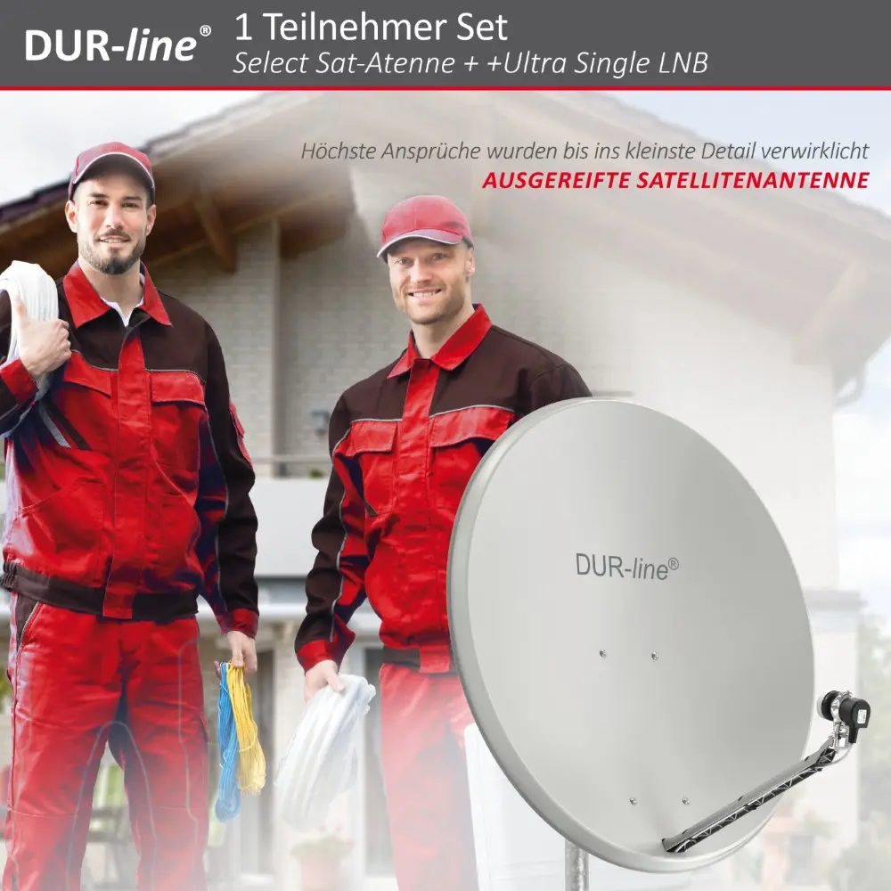 DUR-line Select 85/90 Hellgrau - Sat-Komplettanlage mit Single LNB DUR-line Select 85/90 Hellgrau - Sat-Komplettanlage mit Single LNB