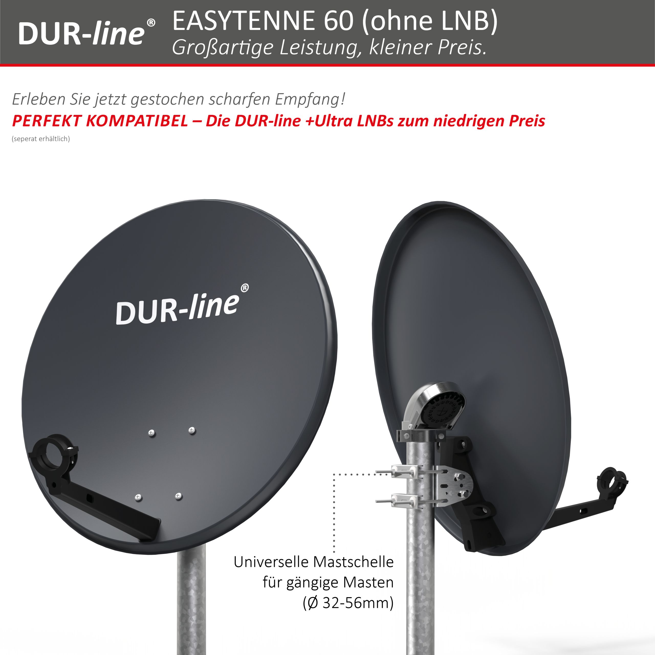 DUR-line EASYTENNE 60 Anthrazit – Mastschelle und Feedaufnahme DUR-line EASYTENNE 60 Anthrazit – Mastschelle und Feedaufnahme