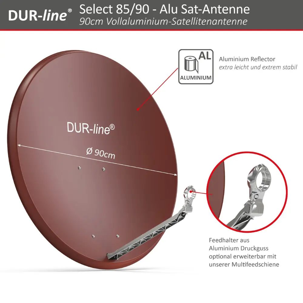 DUR-line Select 85/90 Rot - Sat-Komplettanlage mit Twin LNB
