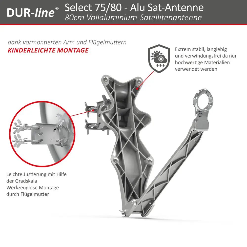 DUR-line Select 75/80 Anthrazit - Sat-Komplettanlage mit Octo LNB