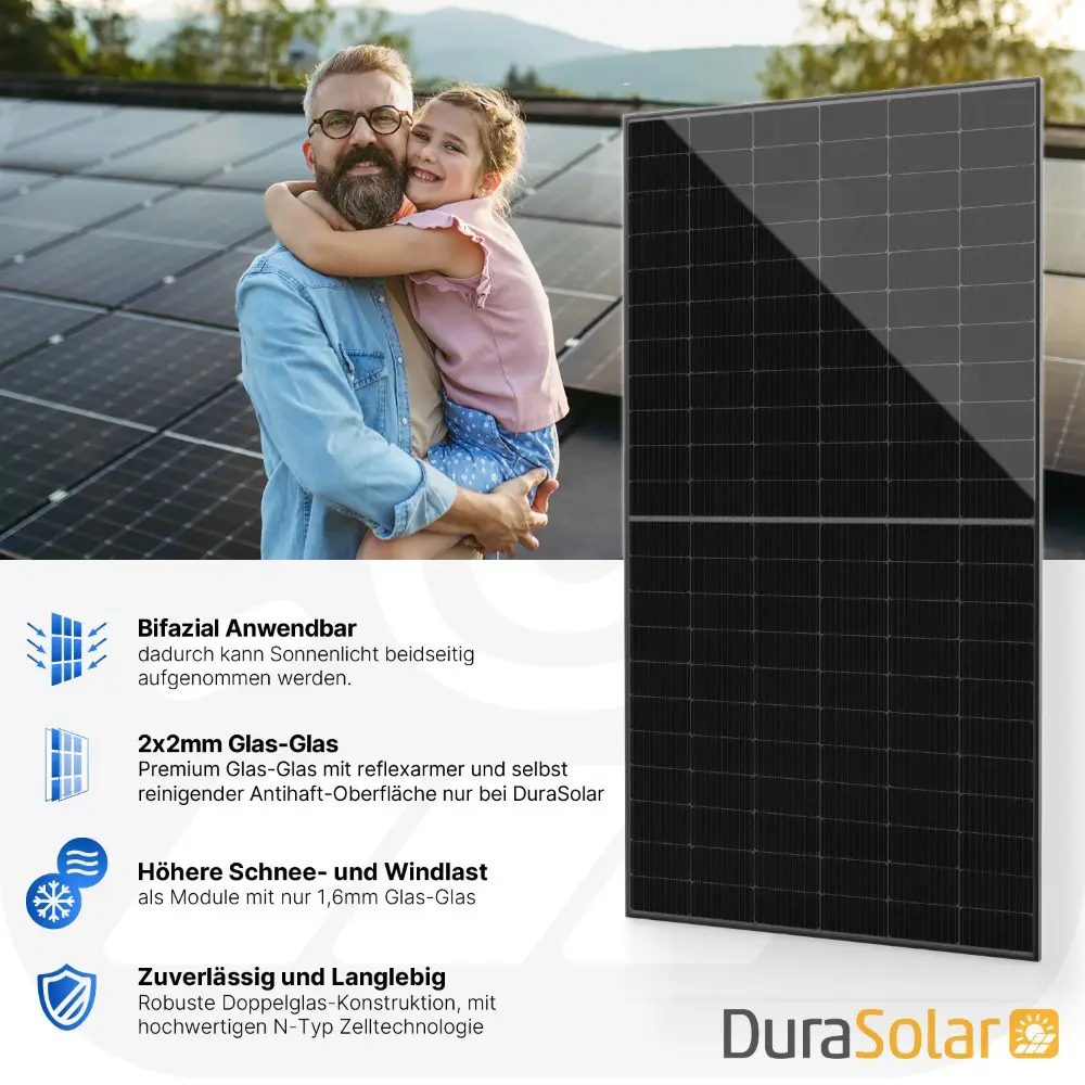 Jolywood 500W Full Black PV-Modul – (Bifazial | Glas-Glas | 120 Zellen) – JW-HD120N-R3 – Solar Panel