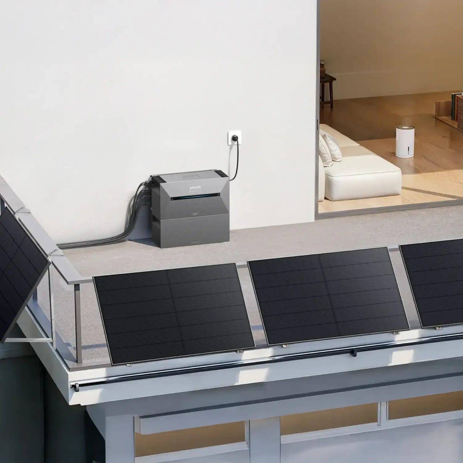 2000Wp Balkonkraftwerk mit Anker SOLIX Solarbank 2 E1600 PRO - 1,6kWh - 4x500Wp